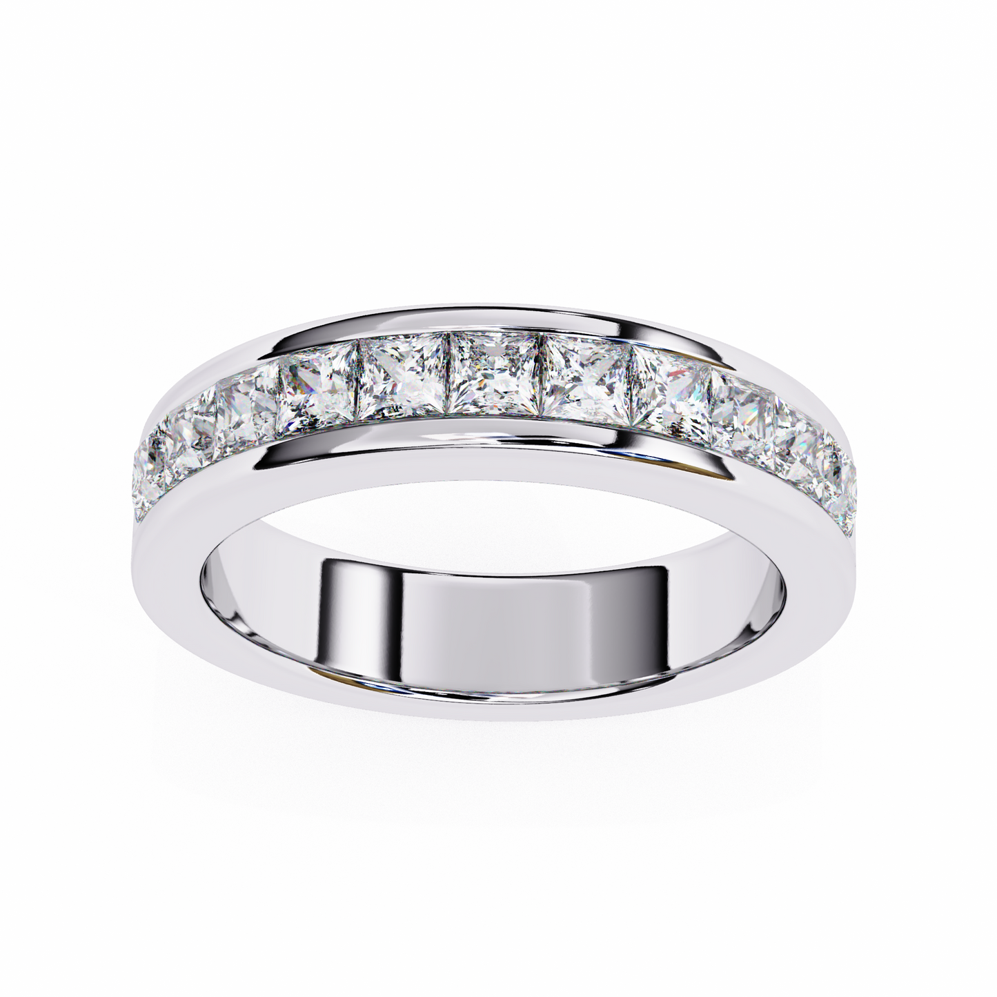 Classic Channel Band/Wedding Ring/EF Color/VS Clarity/1 CTW Diamond Band/CVD Diamond Band/Princess Cut Diamond/Prong Set/Pave Set/10k Gold/14k Gold/18k Gold/Yellow Gold/White Gold/Rose Gold/Anniversary Gift
