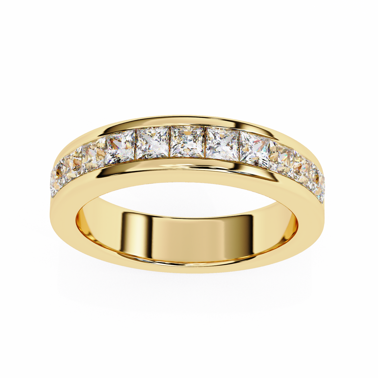 Classic Channel Band/Wedding Ring/EF Color/VS Clarity/1 CTW Diamond Band/CVD Diamond Band/Princess Cut Diamond/Prong Set/Pave Set/10k Gold/14k Gold/18k Gold/Yellow Gold/White Gold/Rose Gold/Anniversary Gift