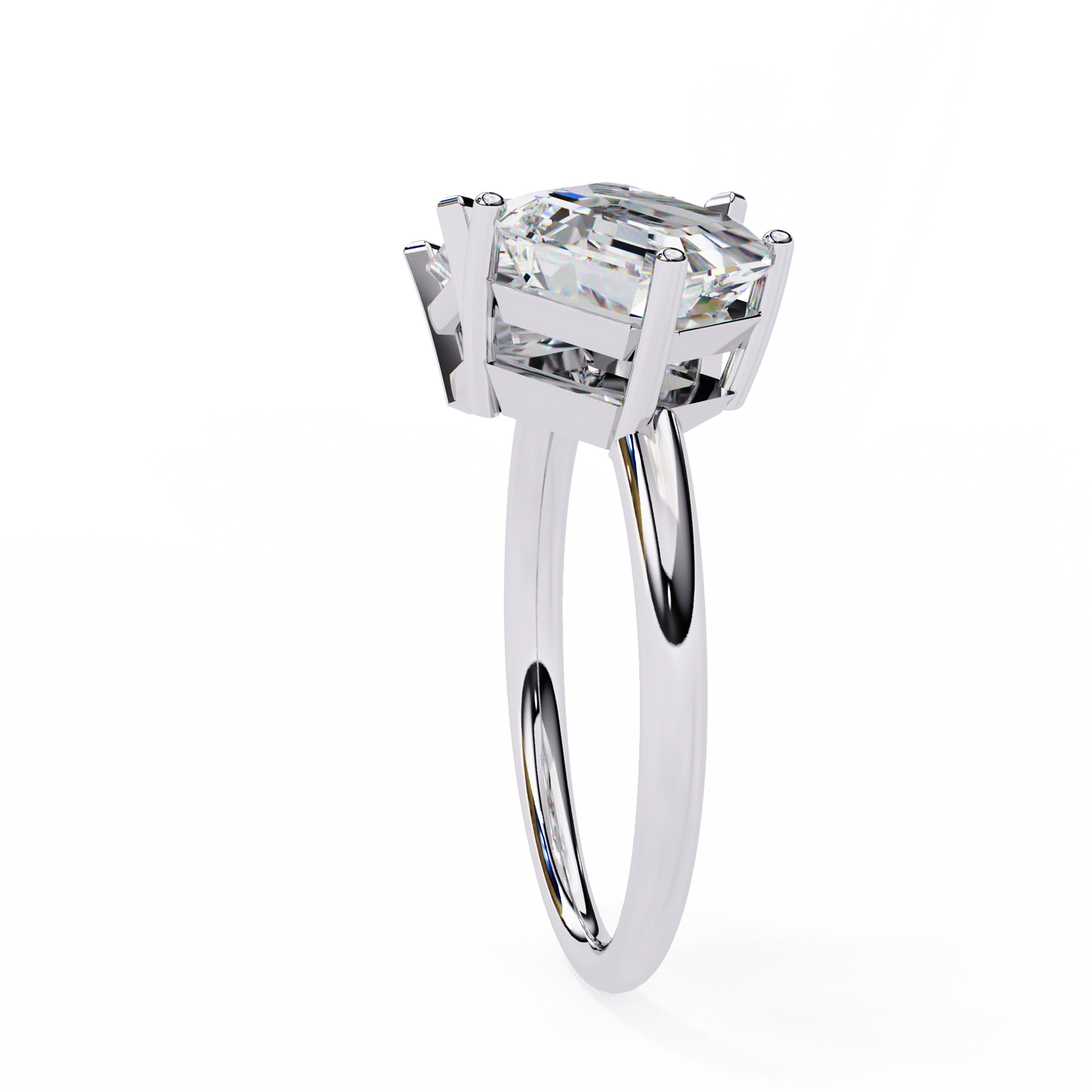Radiant And Emerald Cut Lab Grown Diamond Two Stone Engagement Ring/Wedding Ring/F Color/VS Clarity/3 Ct Diamond Ring/CVD Diamond Ring/Radiant Cut Diamond/Asscher Diamond Side Stone/Prong Set/10k Gold/14k Gold/18k Gold/Yellow Gold/White Gold/Rose Gold/Anniversary Gift