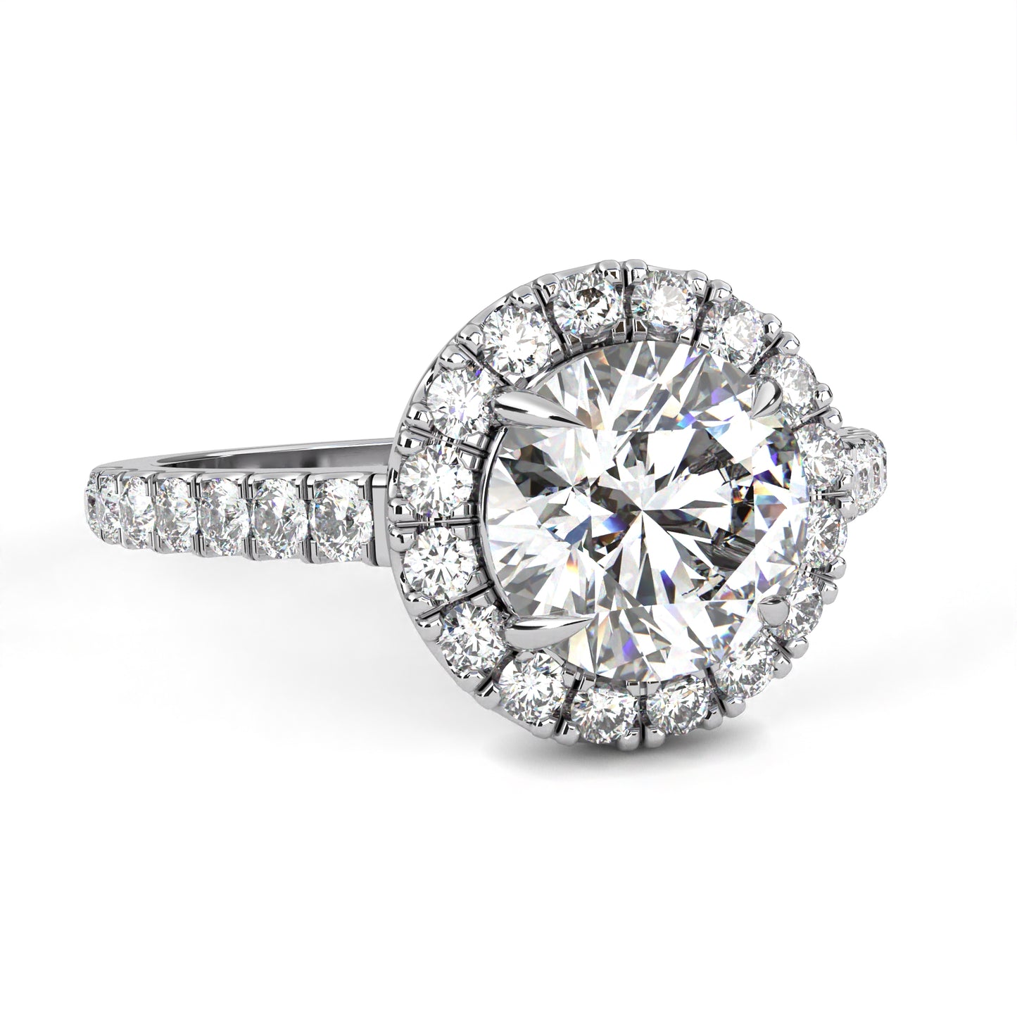 2.45 Ct Round Cut Lab Grown Diamond Pave Gold Engagement Ring/2 Ct Diamond Ring/Round Cut Diamond/Halo Set/Prong Set/Pave Set/Wedding Ring/CVD Diamond Ring/Rose Gold/Yellow Gold/White Gold/10k Gold/14k Gold/18k Gold/Anniversary Gift