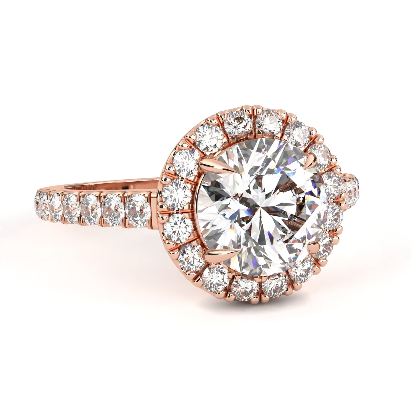 2.45 Ct Round Cut Lab Grown Diamond Pave Gold Engagement Ring/2 Ct Diamond Ring/Round Cut Diamond/Halo Set/Prong Set/Pave Set/Wedding Ring/CVD Diamond Ring/Rose Gold/Yellow Gold/White Gold/10k Gold/14k Gold/18k Gold/Anniversary Gift