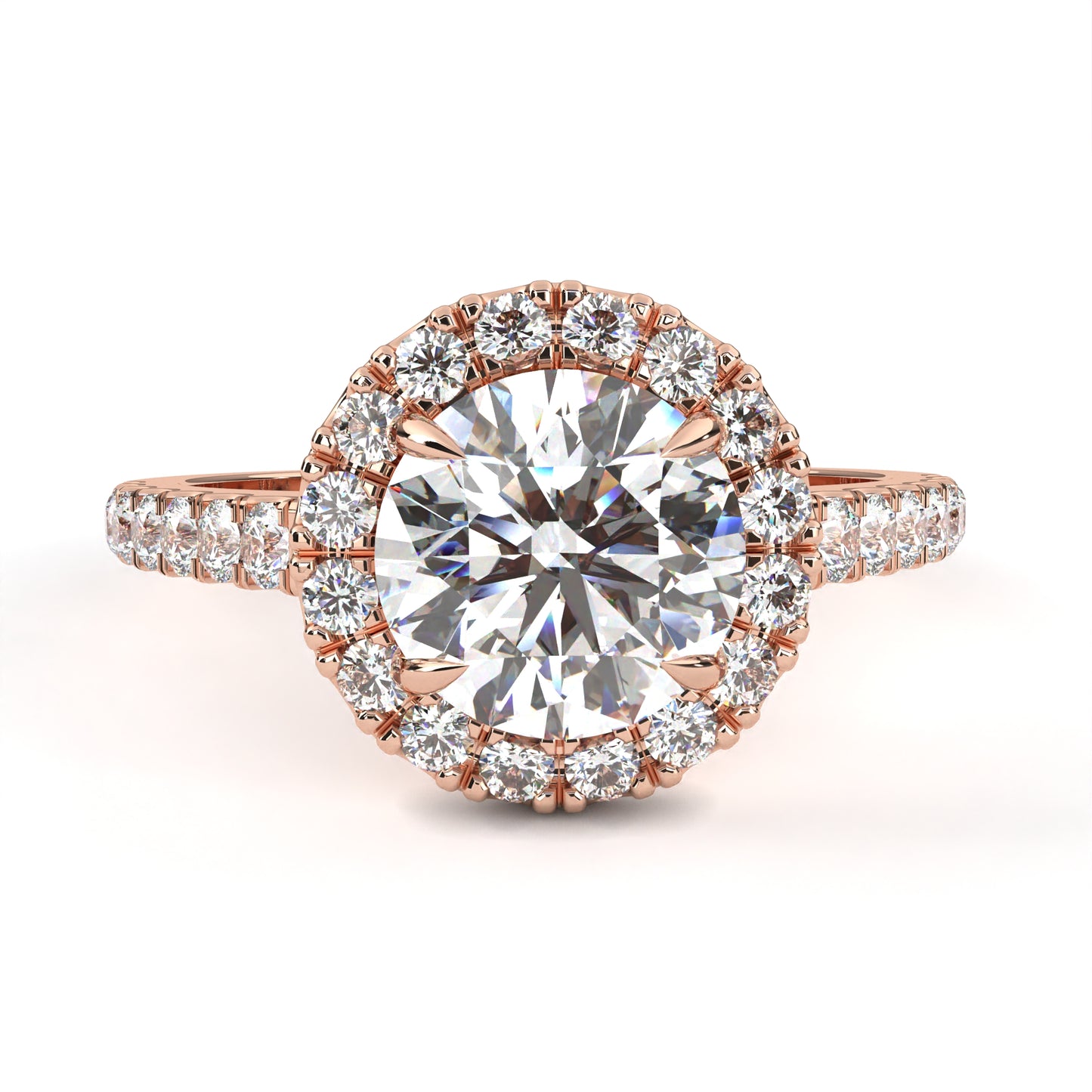 2.45 Ct Round Cut Lab Grown Diamond Pave Gold Engagement Ring/2 Ct Diamond Ring/Round Cut Diamond/Halo Set/Prong Set/Pave Set/Wedding Ring/CVD Diamond Ring/Rose Gold/Yellow Gold/White Gold/10k Gold/14k Gold/18k Gold/Anniversary Gift