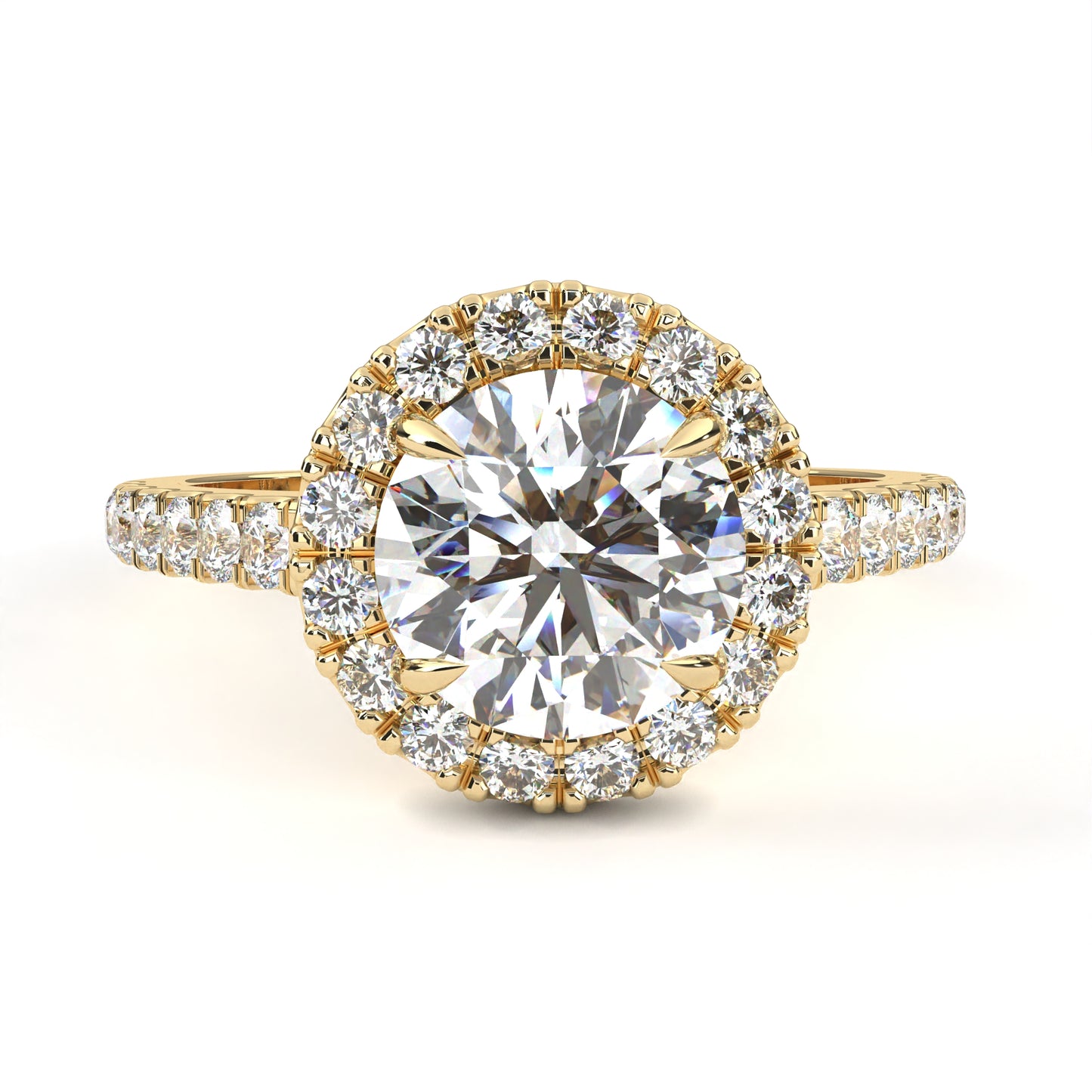 2.45 Ct Round Cut Lab Grown Diamond Pave Gold Engagement Ring/2 Ct Diamond Ring/Round Cut Diamond/Halo Set/Prong Set/Pave Set/Wedding Ring/CVD Diamond Ring/Rose Gold/Yellow Gold/White Gold/10k Gold/14k Gold/18k Gold/Anniversary Gift