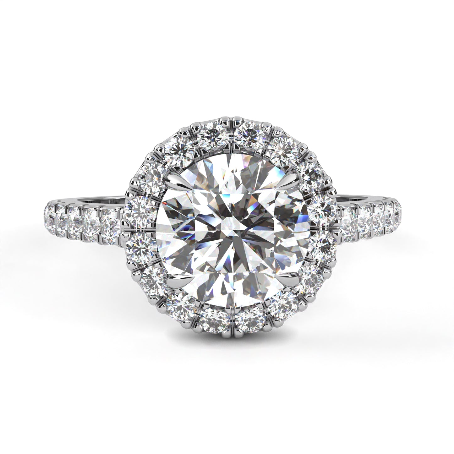 2.45 Ct Round Cut Lab Grown Diamond Pave Gold Engagement Ring/2 Ct Diamond Ring/Round Cut Diamond/Halo Set/Prong Set/Pave Set/Wedding Ring/CVD Diamond Ring/Rose Gold/Yellow Gold/White Gold/10k Gold/14k Gold/18k Gold/Anniversary Gift