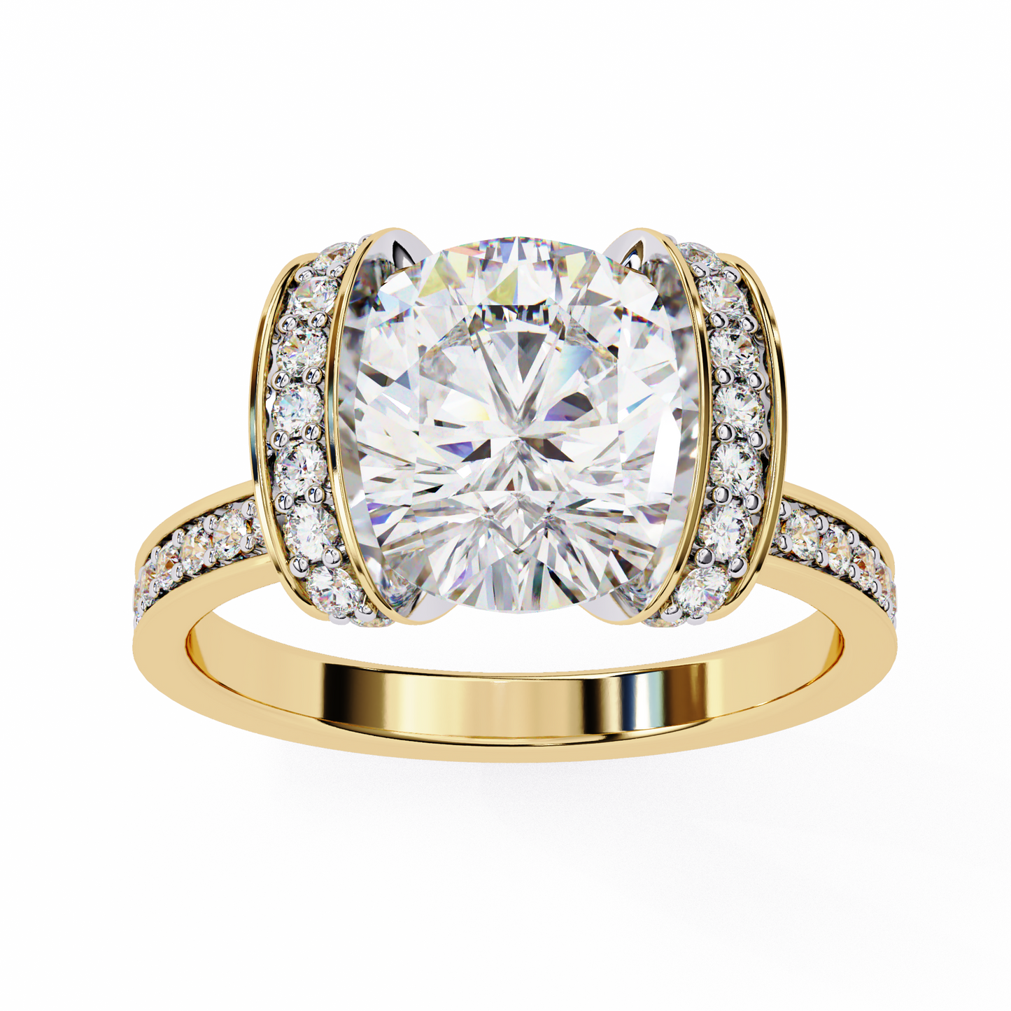 3.25 Ct Round Cut Lab Grown Diamond Channel Engagement Ring/Wedding Ring/F Color/VS Clarity/3 Ct Diamond Ring/CVD Diamond Ring/Round Cut Diamond/Round Diamond Side Stone/Prong Set/10k Gold/14k Gold/18k Gold/Yellow Gold/White Gold/Rose Gold/Anniversary Gift