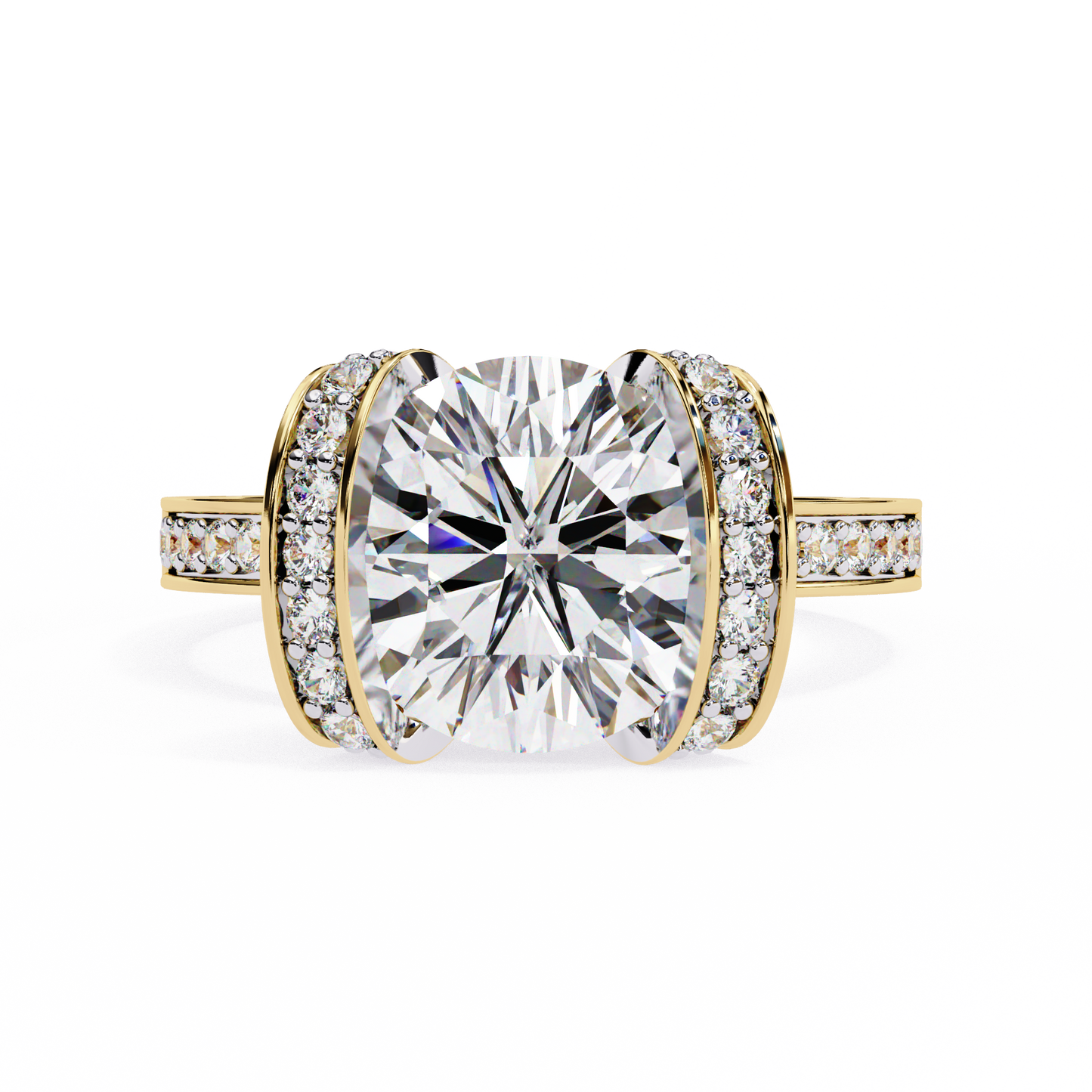 3.25 Ct Round Cut Lab Grown Diamond Channel Engagement Ring/Wedding Ring/F Color/VS Clarity/3 Ct Diamond Ring/CVD Diamond Ring/Round Cut Diamond/Round Diamond Side Stone/Prong Set/10k Gold/14k Gold/18k Gold/Yellow Gold/White Gold/Rose Gold/Anniversary Gift
