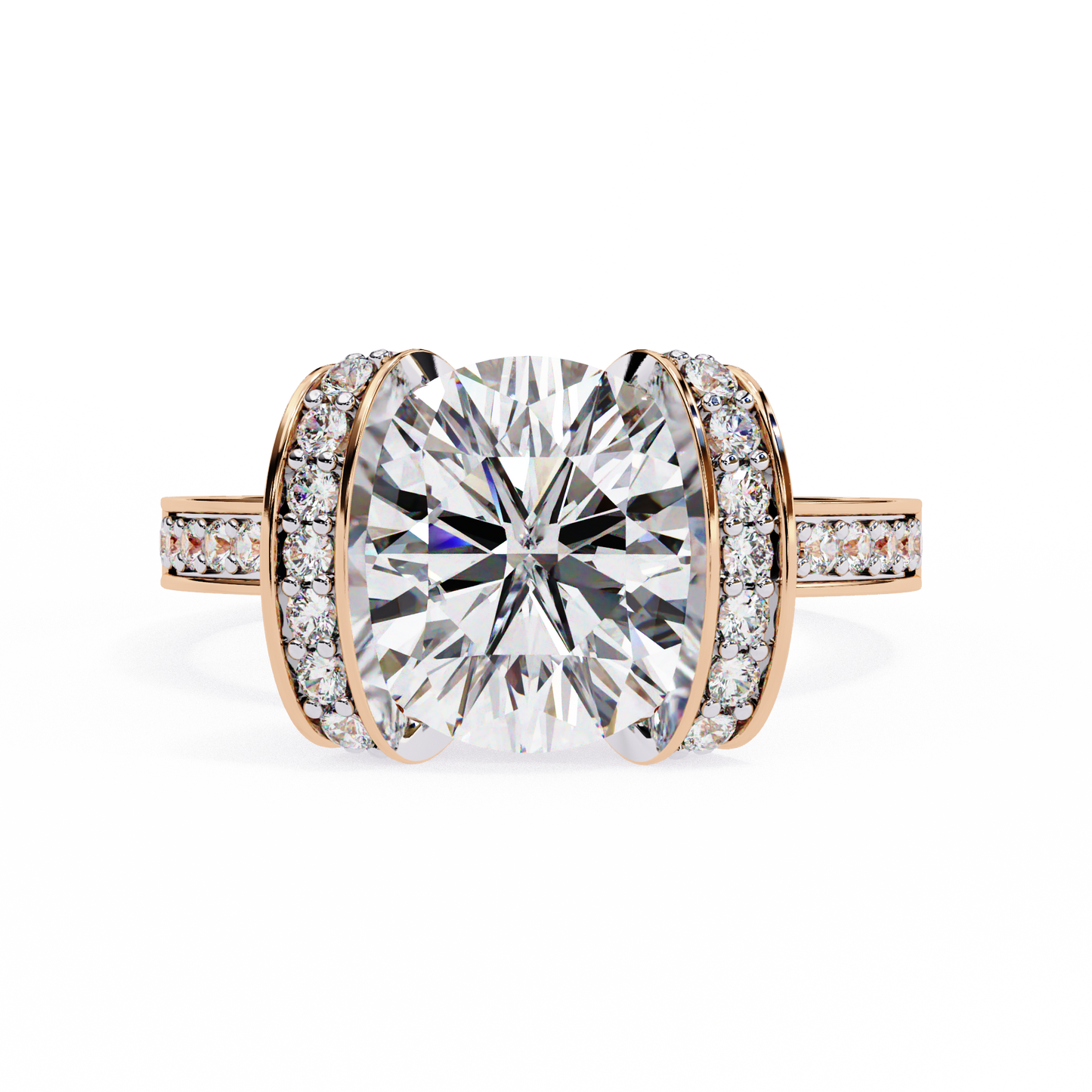 3.25 Ct Round Cut Lab Grown Diamond Channel Engagement Ring/Wedding Ring/F Color/VS Clarity/3 Ct Diamond Ring/CVD Diamond Ring/Round Cut Diamond/Round Diamond Side Stone/Prong Set/10k Gold/14k Gold/18k Gold/Yellow Gold/White Gold/Rose Gold/Anniversary Gift