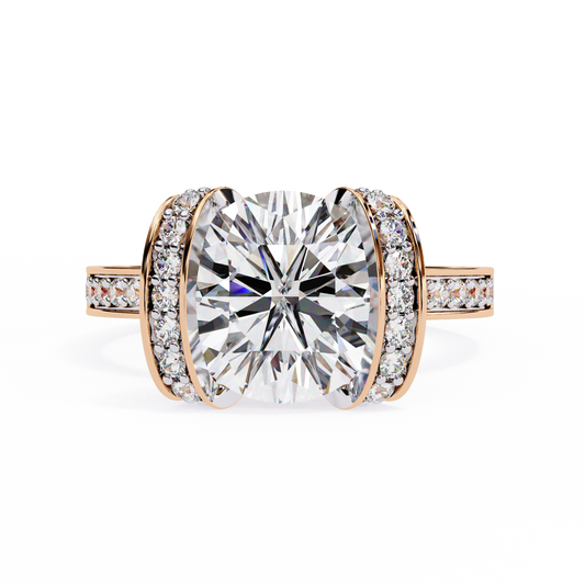 3.25 Ct Round Cut Lab Grown Diamond Channel Engagement Ring/Wedding Ring/F Color/VS Clarity/3 Ct Diamond Ring/CVD Diamond Ring/Round Cut Diamond/Round Diamond Side Stone/Prong Set/10k Gold/14k Gold/18k Gold/Yellow Gold/White Gold/Rose Gold/Anniversary Gift