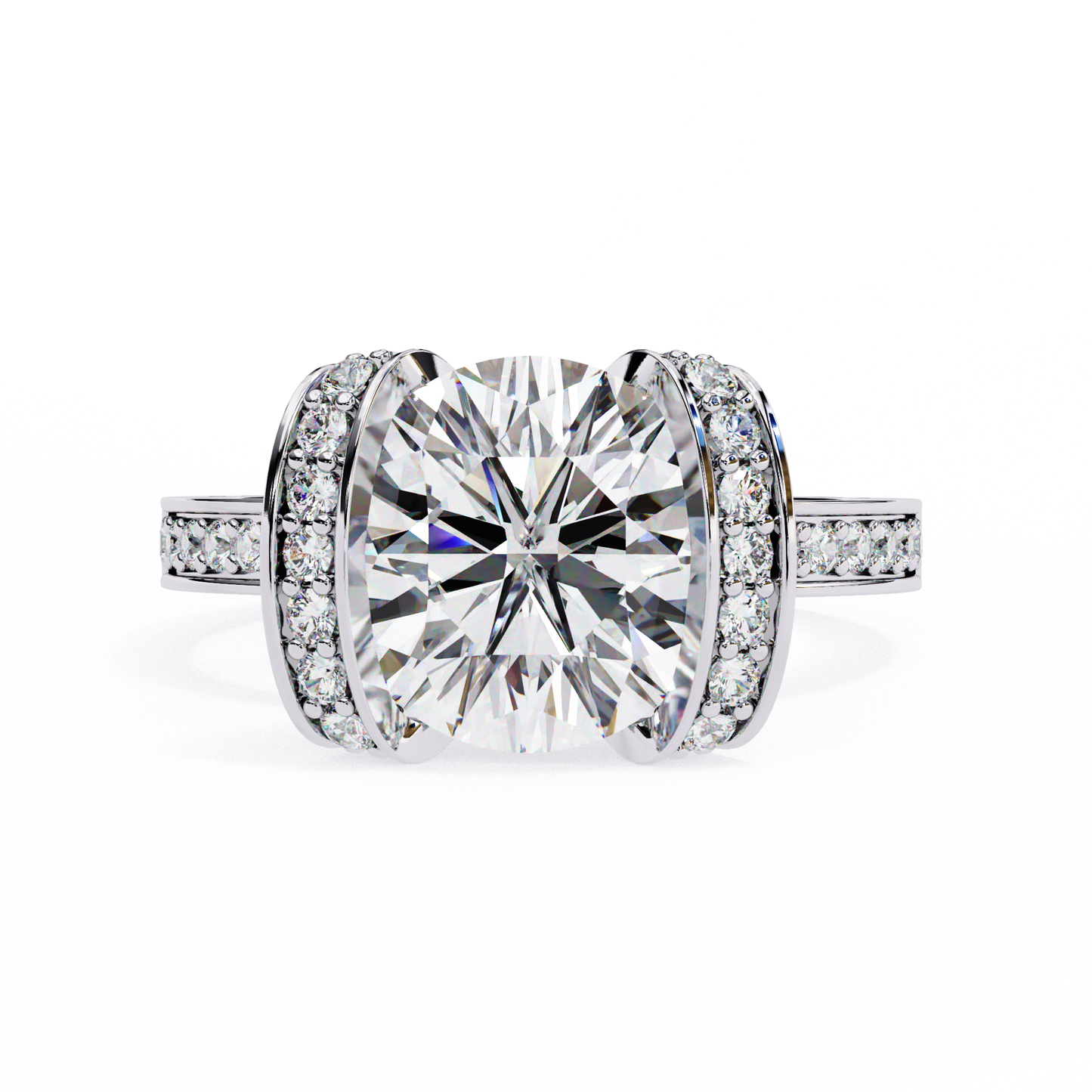 3.25 Ct Round Cut Lab Grown Diamond Channel Engagement Ring/Wedding Ring/F Color/VS Clarity/3 Ct Diamond Ring/CVD Diamond Ring/Round Cut Diamond/Round Diamond Side Stone/Prong Set/10k Gold/14k Gold/18k Gold/Yellow Gold/White Gold/Rose Gold/Anniversary Gift