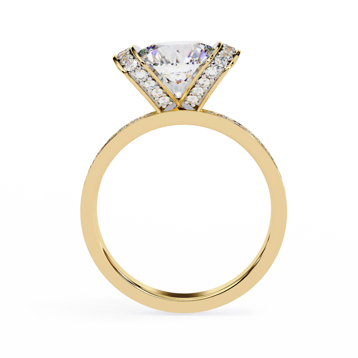 3.25 Ct Round Cut Lab Grown Diamond Channel Engagement Ring/Wedding Ring/F Color/VS Clarity/3 Ct Diamond Ring/CVD Diamond Ring/Round Cut Diamond/Round Diamond Side Stone/Prong Set/10k Gold/14k Gold/18k Gold/Yellow Gold/White Gold/Rose Gold/Anniversary Gift