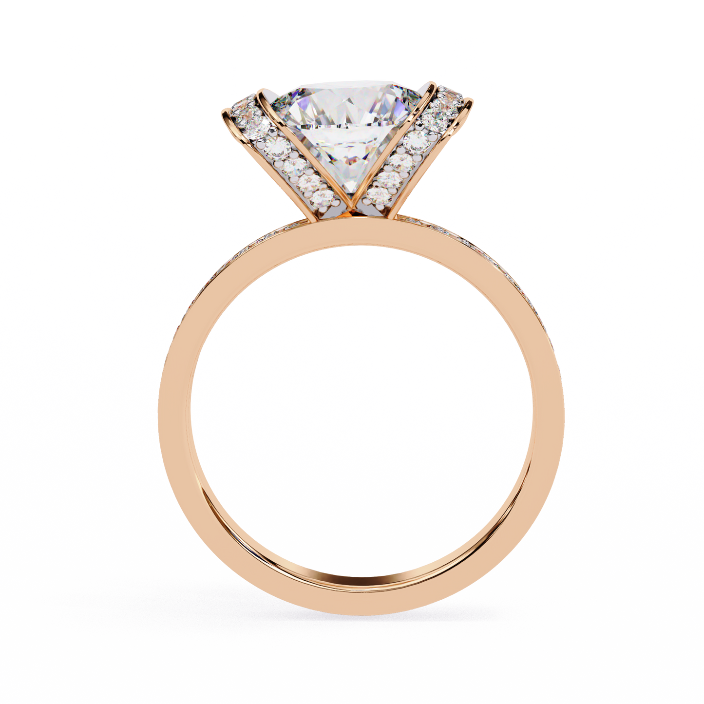 3.25 Ct Round Cut Lab Grown Diamond Channel Engagement Ring/Wedding Ring/F Color/VS Clarity/3 Ct Diamond Ring/CVD Diamond Ring/Round Cut Diamond/Round Diamond Side Stone/Prong Set/10k Gold/14k Gold/18k Gold/Yellow Gold/White Gold/Rose Gold/Anniversary Gift