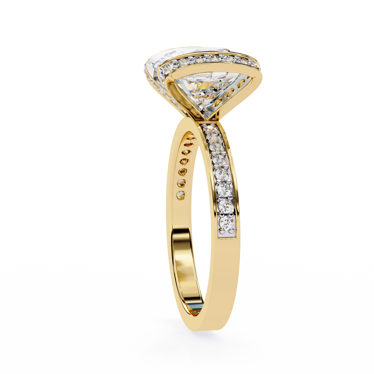 3.25 Ct Round Cut Lab Grown Diamond Channel Engagement Ring/Wedding Ring/F Color/VS Clarity/3 Ct Diamond Ring/CVD Diamond Ring/Round Cut Diamond/Round Diamond Side Stone/Prong Set/10k Gold/14k Gold/18k Gold/Yellow Gold/White Gold/Rose Gold/Anniversary Gift