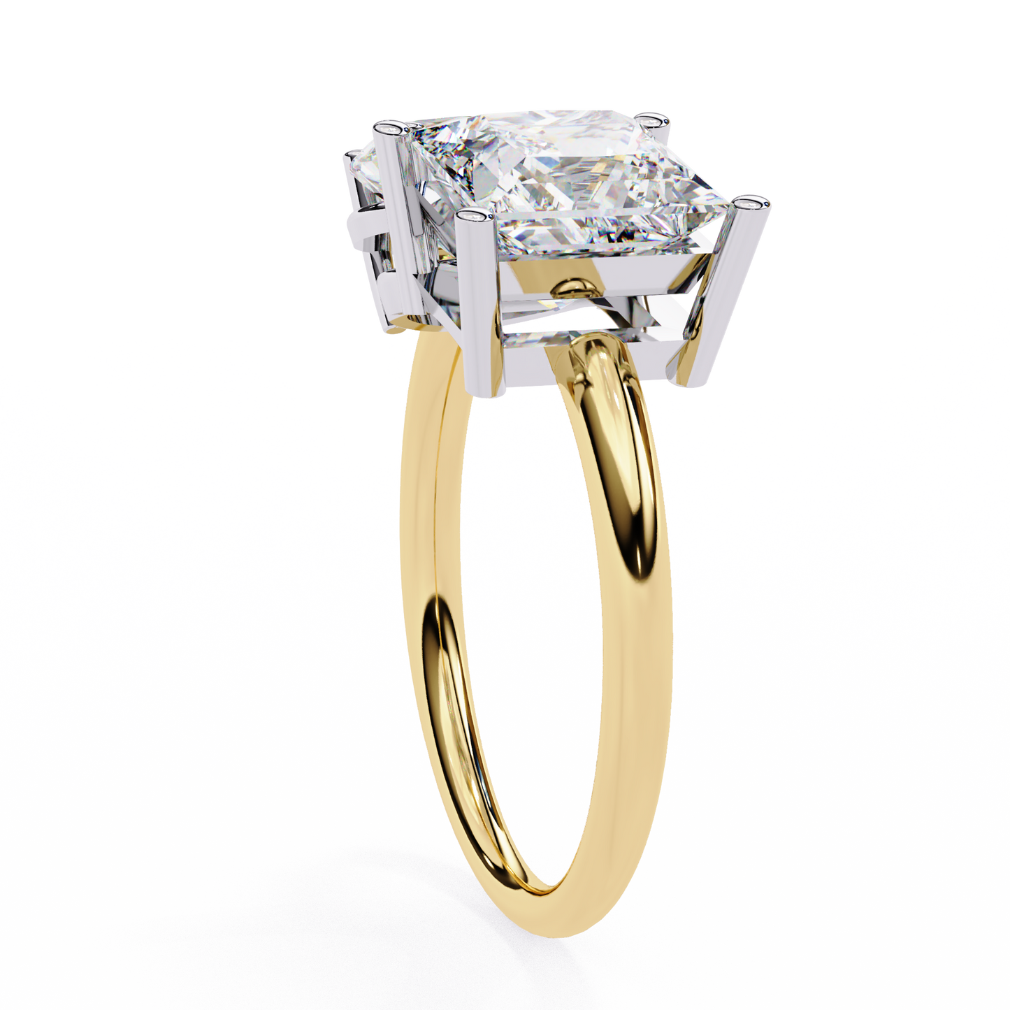Pear And Princess Cut Lab Grown Diamond Two Stone Engagement Ring/Wedding Ring/F Color/VS Clarity/1 Ct Diamond Ring/CVD Diamond Ring/Pear Cut Diamond/Princess Diamond Side Stone/Prong Set/10k Gold/14k Gold/18k Gold/Yellow Gold/White Gold/Rose Gold/Anniversary Gift