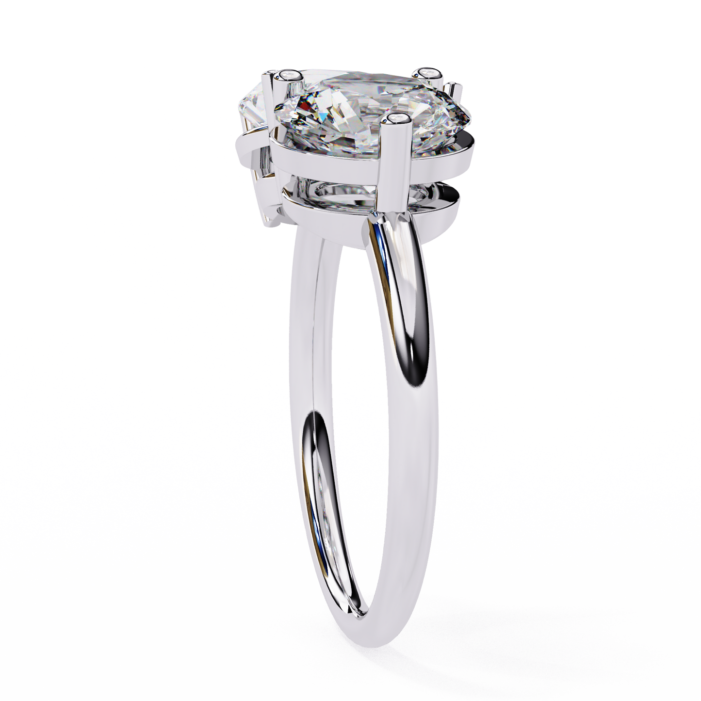 2 Stone Gold Ring/Wedding Ring/F Color/VS Clarity/1 Ct Diamond Ring/CVD Diamond Ring/Round Cut Diamond/Pear Diamond Side Stone/Prong Set/Two Stone Set/10k Gold/14k Gold/18k Gold/Yellow Gold/White Gold/Rose Gold/Anniversary Gift