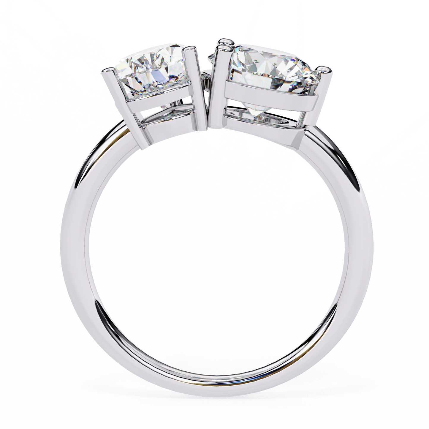 2 Stone Gold Ring/Wedding Ring/F Color/VS Clarity/1 Ct Diamond Ring/CVD Diamond Ring/Round Cut Diamond/Pear Diamond Side Stone/Prong Set/Two Stone Set/10k Gold/14k Gold/18k Gold/Yellow Gold/White Gold/Rose Gold/Anniversary Gift