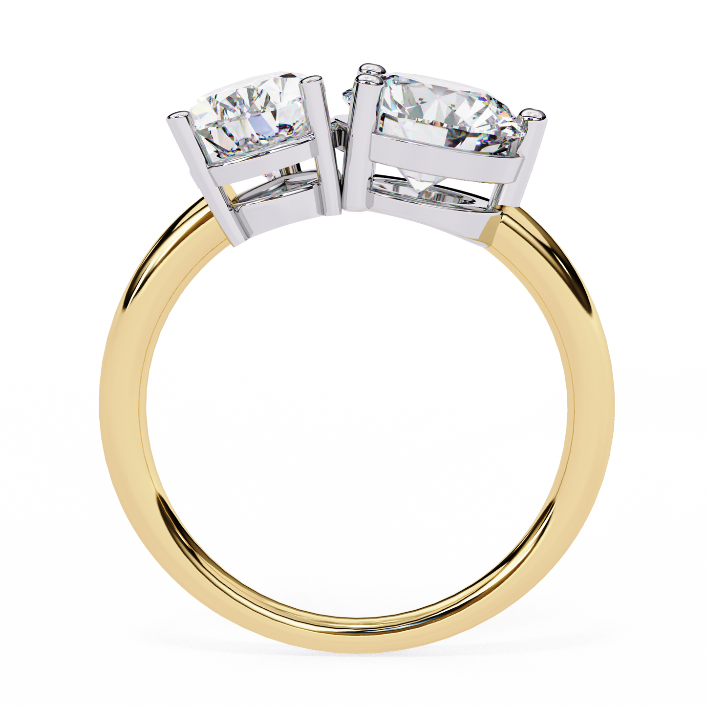 2 Stone Gold Ring/Wedding Ring/F Color/VS Clarity/1 Ct Diamond Ring/CVD Diamond Ring/Round Cut Diamond/Pear Diamond Side Stone/Prong Set/Two Stone Set/10k Gold/14k Gold/18k Gold/Yellow Gold/White Gold/Rose Gold/Anniversary Gift