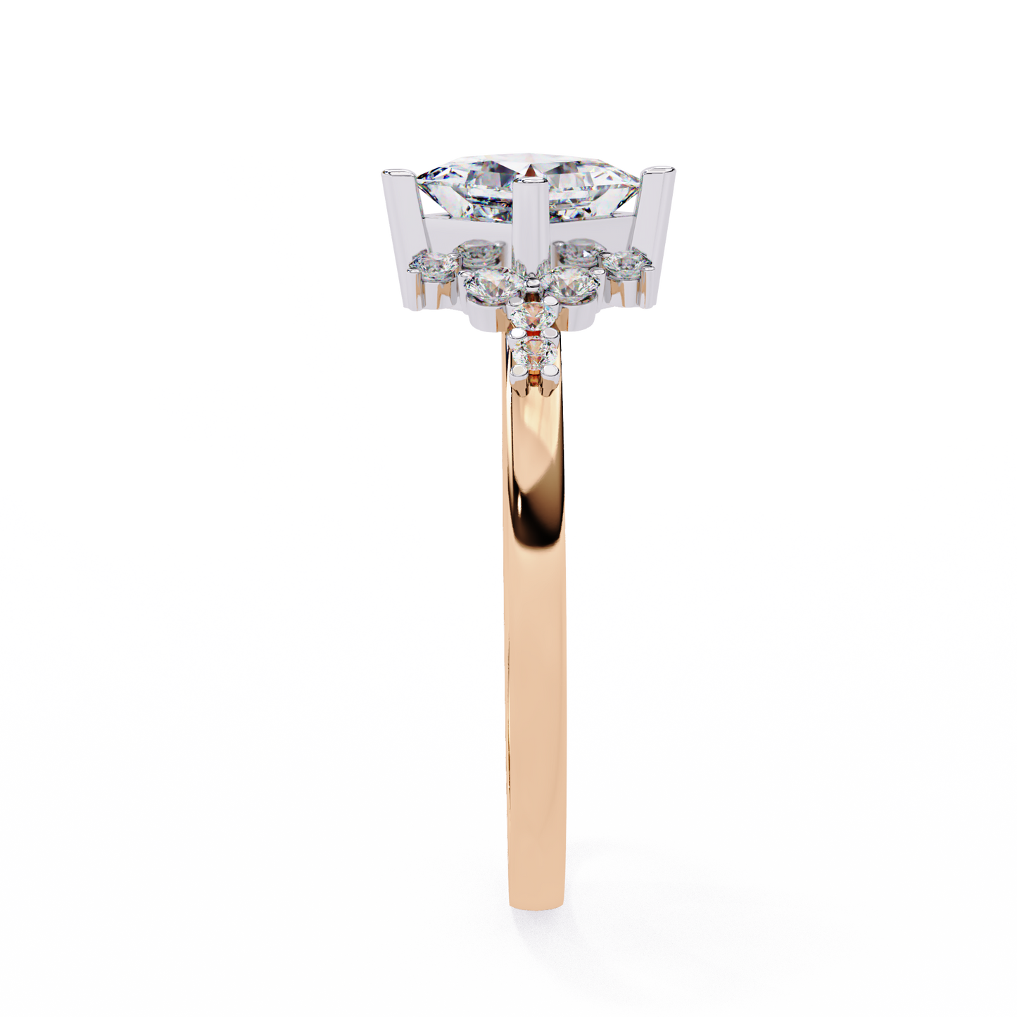 1.00 Ct Princess Cut Lab Grown Diamond Cluster Gold Ring/Wedding Ring/F Color/VS Clarity/1 Ct Diamond Ring/CVD Diamond Ring/Princess Cut Diamond/Round Diamond Side Stone/Prong Set/Pave Set/10k Gold/14k Gold/18k Gold/Yellow Gold/White Gold/Rose Gold/Anniversary Gift