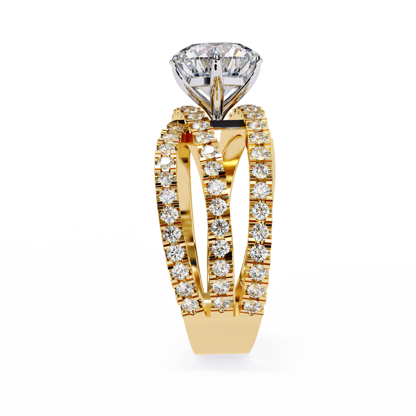 1.00 Ct Round Cut Lab Grown Diamond Crossover Ring/Wedding Ring/F Color/VS Clarity/1 Ct Diamond Ring/CVD Diamond Ring/Round Cut Diamond/Round Diamond Side Stone/Prong Set/Pave Set/10k Gold/14k Gold/18k Gold/Yellow Gold/White Gold/Rose Gold/Anniversary Gift