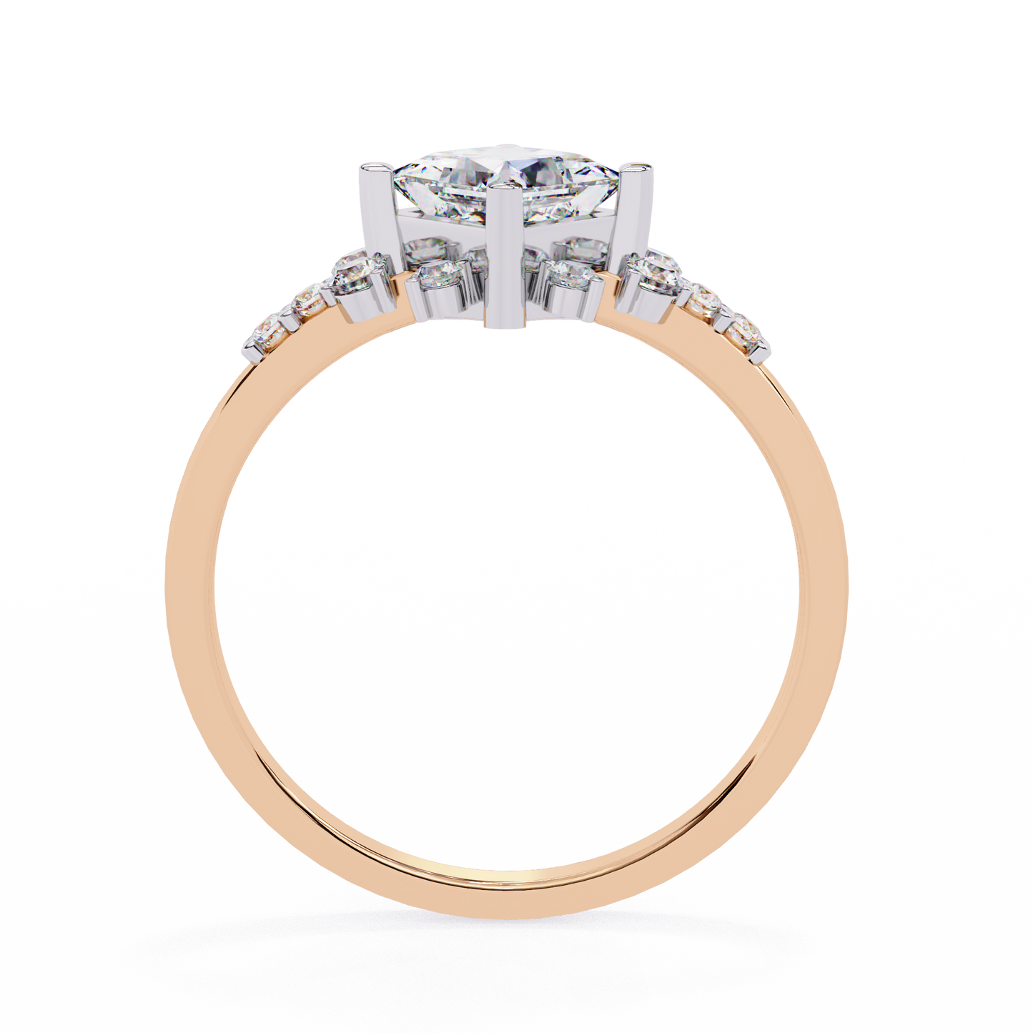 1.00 Ct Princess Cut Lab Grown Diamond Cluster Gold Ring/Wedding Ring/F Color/VS Clarity/1 Ct Diamond Ring/CVD Diamond Ring/Princess Cut Diamond/Round Diamond Side Stone/Prong Set/Pave Set/10k Gold/14k Gold/18k Gold/Yellow Gold/White Gold/Rose Gold/Anniversary Gift