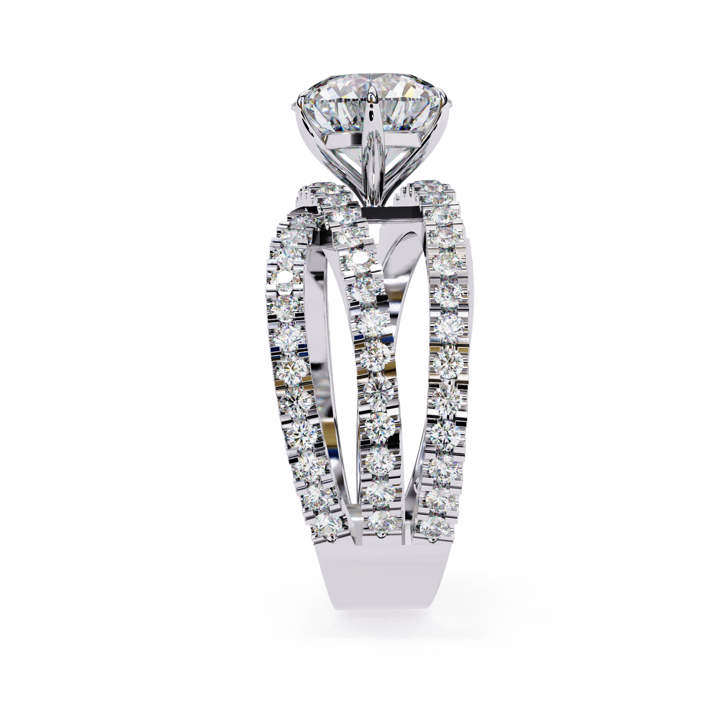 1.00 Ct Round Cut Lab Grown Diamond Crossover Ring/Wedding Ring/F Color/VS Clarity/1 Ct Diamond Ring/CVD Diamond Ring/Round Cut Diamond/Round Diamond Side Stone/Prong Set/Pave Set/10k Gold/14k Gold/18k Gold/Yellow Gold/White Gold/Rose Gold/Anniversary Gift