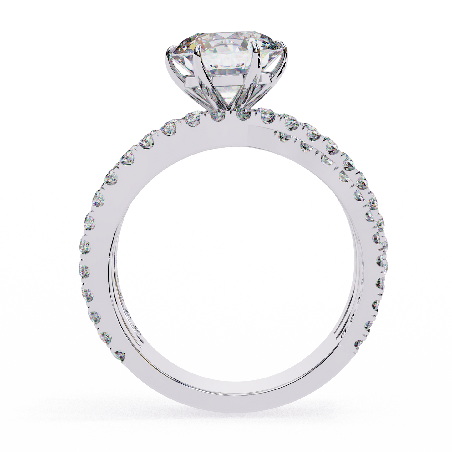 1.00 Ct Round Cut Lab Grown Diamond Crossover Ring/Wedding Ring/F Color/VS Clarity/1 Ct Diamond Ring/CVD Diamond Ring/Round Cut Diamond/Round Diamond Side Stone/Prong Set/Pave Set/10k Gold/14k Gold/18k Gold/Yellow Gold/White Gold/Rose Gold/Anniversary Gift
