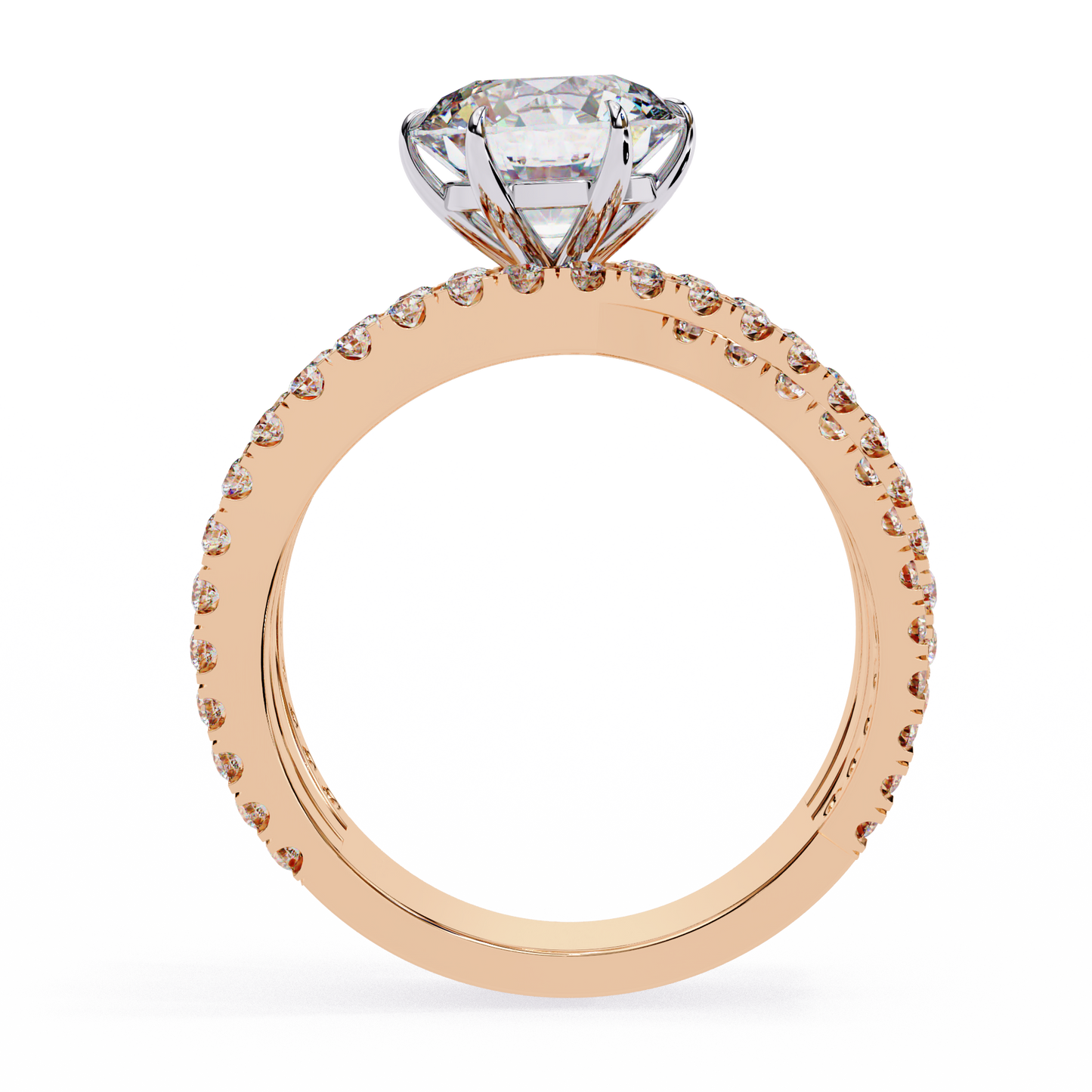 1.00 Ct Round Cut Lab Grown Diamond Crossover Ring/Wedding Ring/F Color/VS Clarity/1 Ct Diamond Ring/CVD Diamond Ring/Round Cut Diamond/Round Diamond Side Stone/Prong Set/Pave Set/10k Gold/14k Gold/18k Gold/Yellow Gold/White Gold/Rose Gold/Anniversary Gift