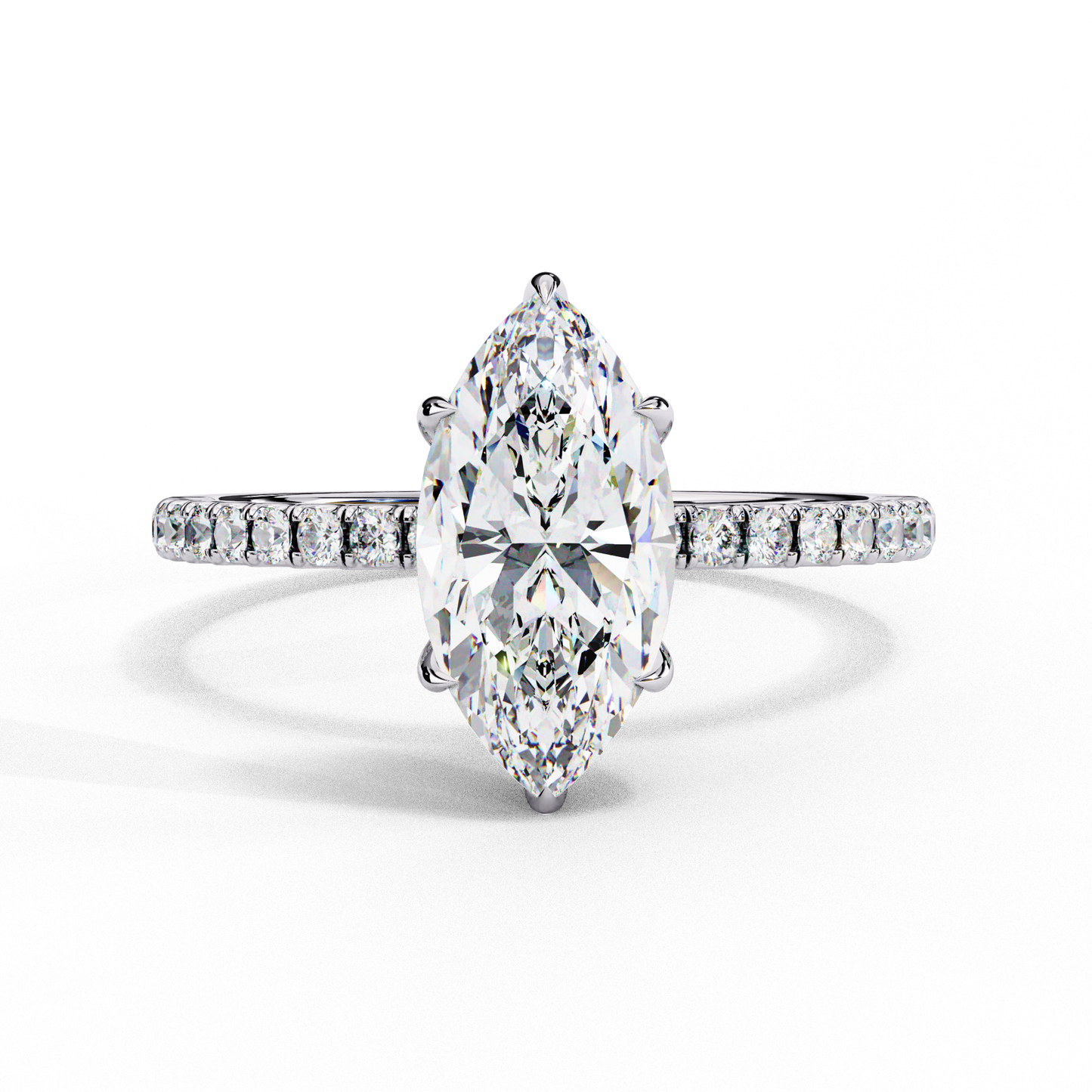 3.0 Ct Marquise Cut F-VS1 Lab Grown Diamond Hidden Halo Gold Engagement Ring/Wedding Ring/F Color/VS Clarity/3 Ct Diamond Ring/CVD Diamond Ring/Marquise Cut Diamond/Round Diamond Side Stone/Six Prong Set/Pave Set/10k Gold/14k Gold/18k Gold/Yellow Gold/White Gold/Rose Gold/Anniversary Gift