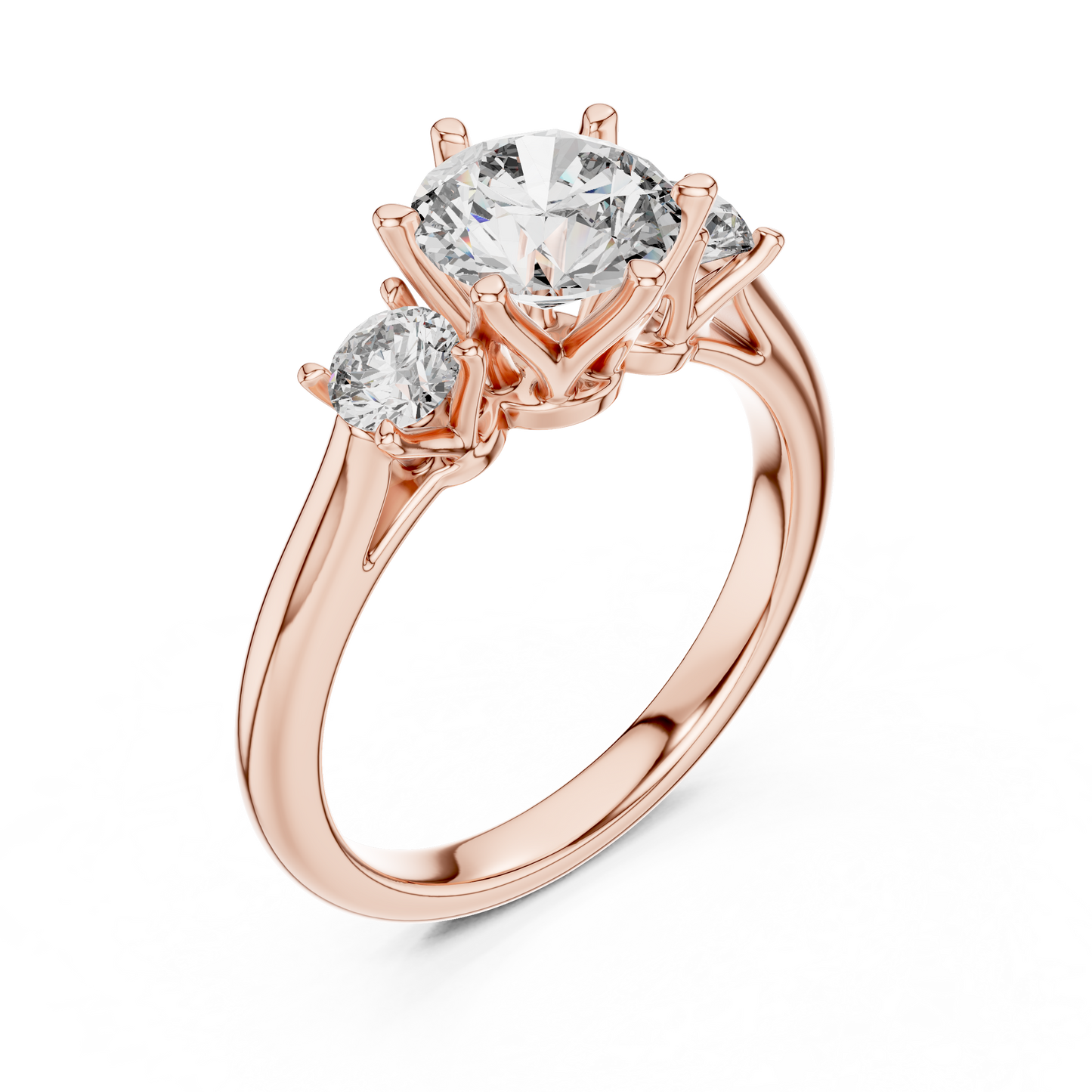 Compass Set Round Lab Grown Diamond Engagement Ring
