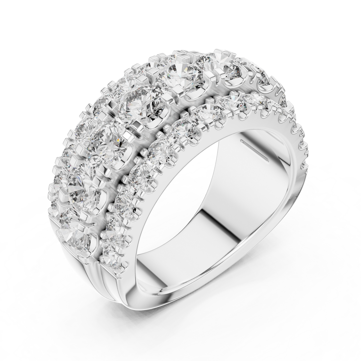 Triple Row Lab Grown Diamond Wedding Band