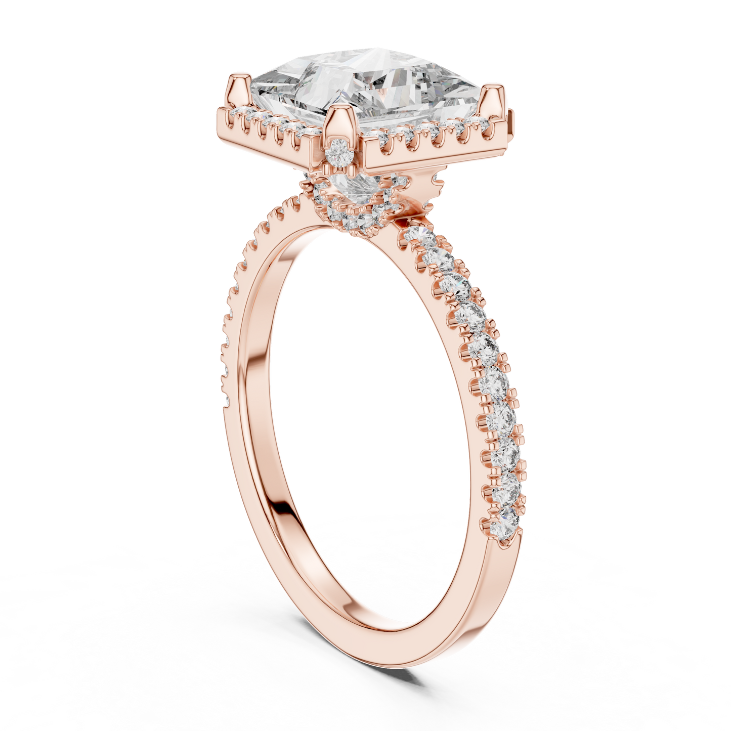 14K White Gold Princess Cut Lab Grown Diamond Halo Ring