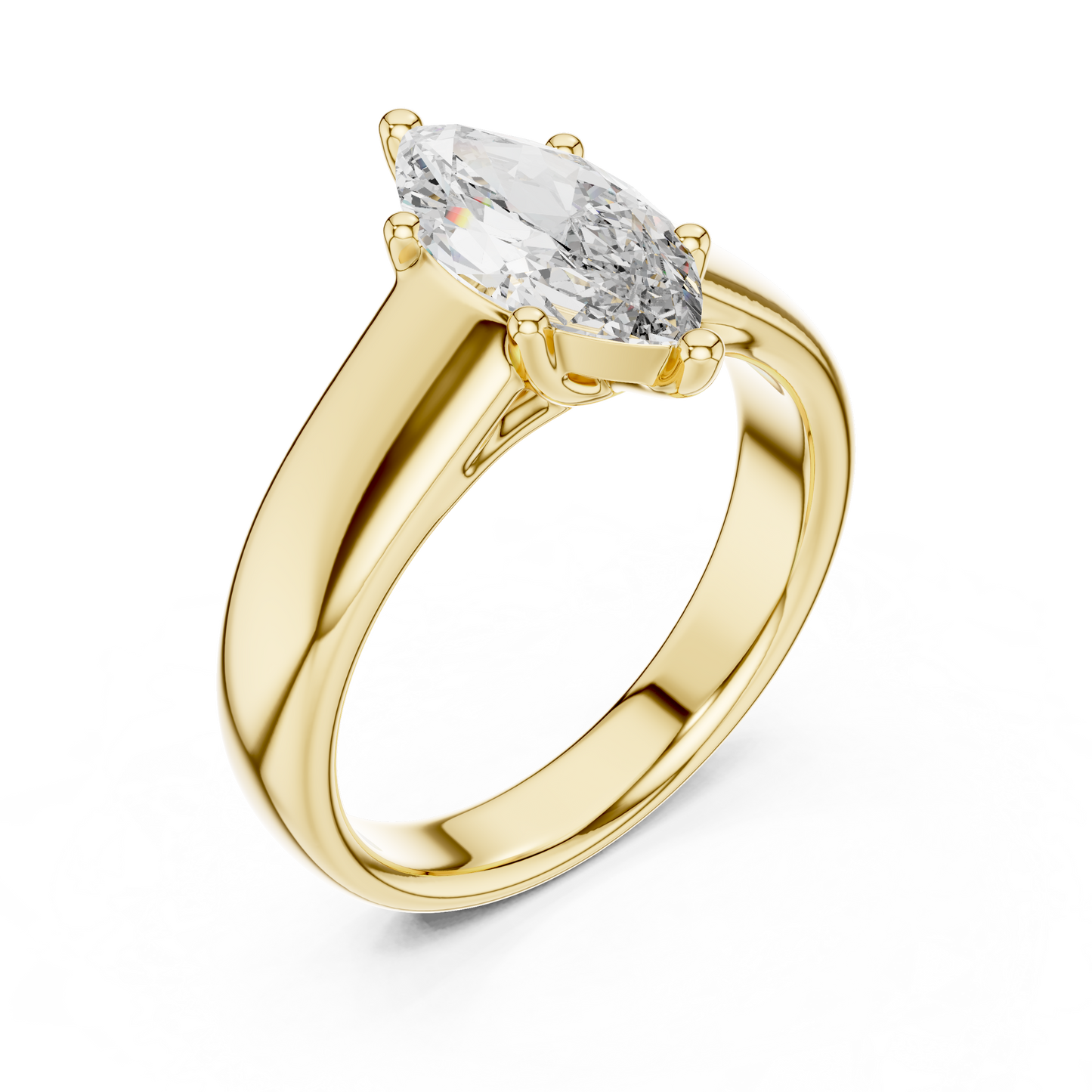 Marquise Lab Grown Diamond Wide Band Solitaire Engagement Ring