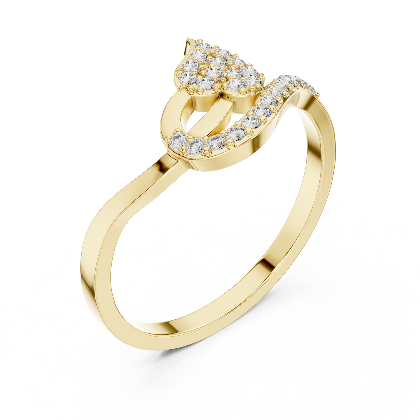 Round Cut Lab Grown Diamond Leaf Branch Ring