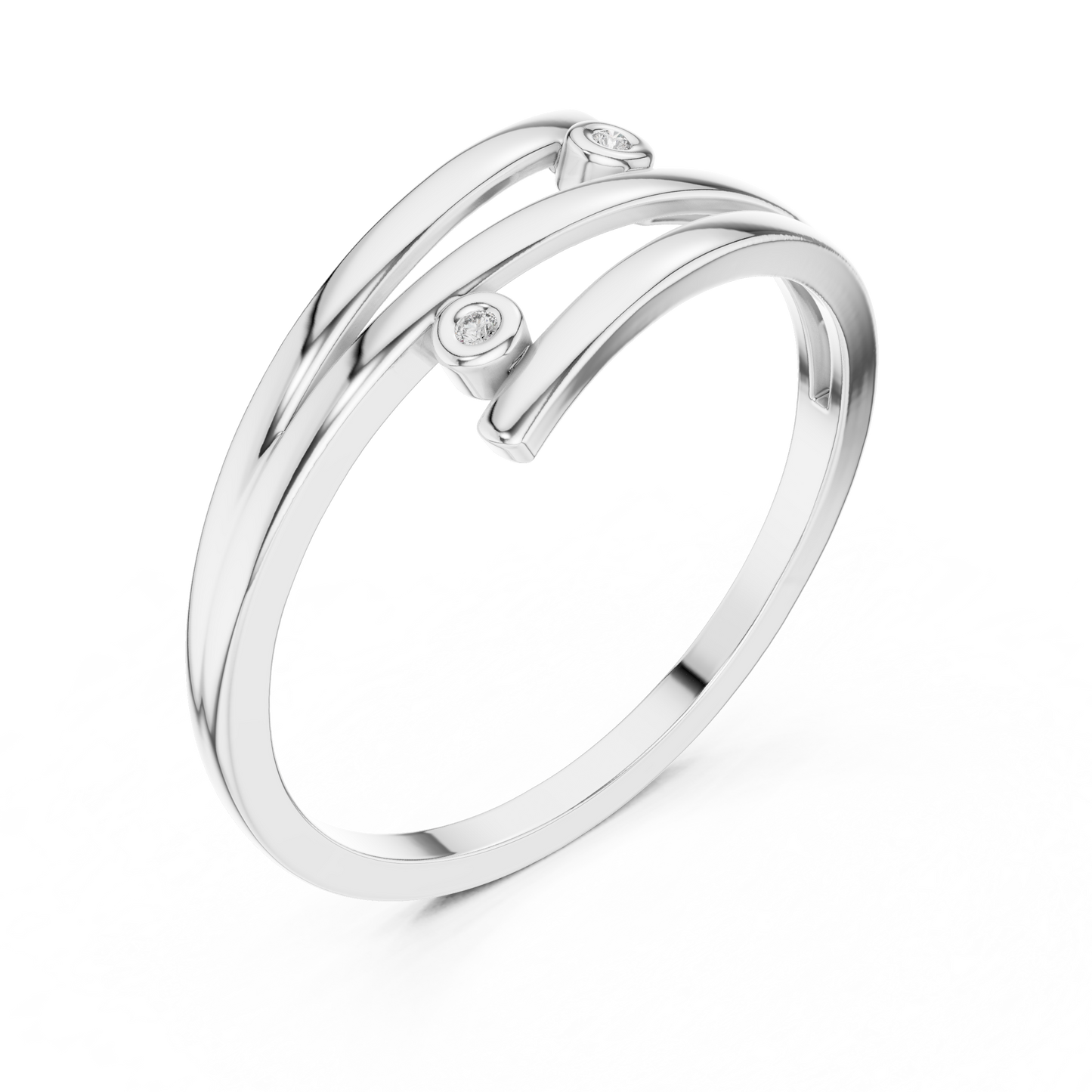 Round Lab Grown Diamond Bypass Wedding Band