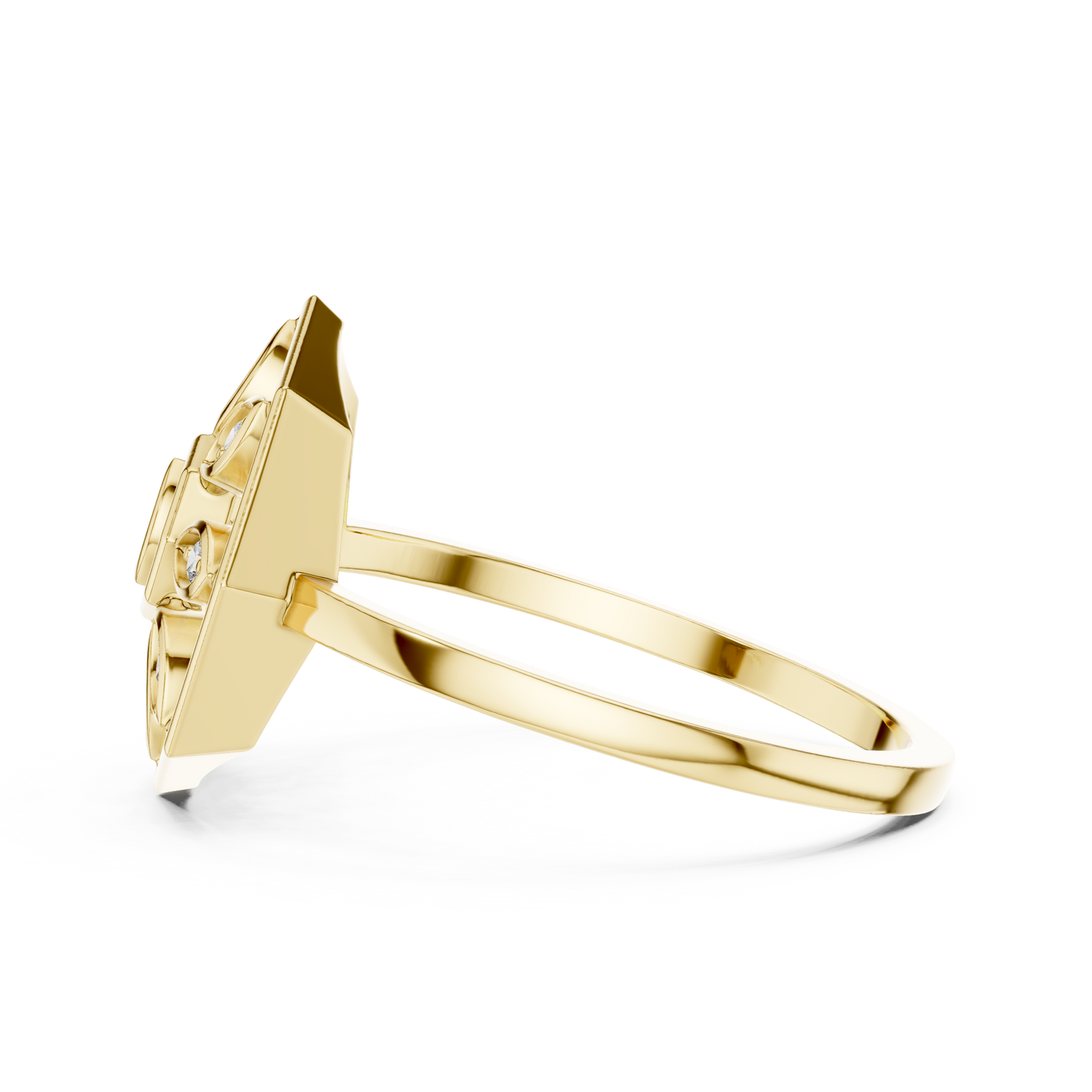 Round Lab Grown Diamond Hexagon Flower Ring