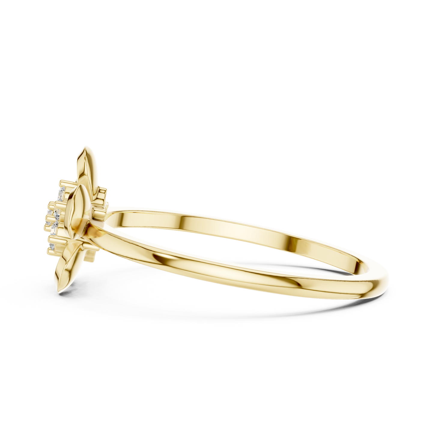 Round Lab Grown Diamond Five Petal Flower Ring