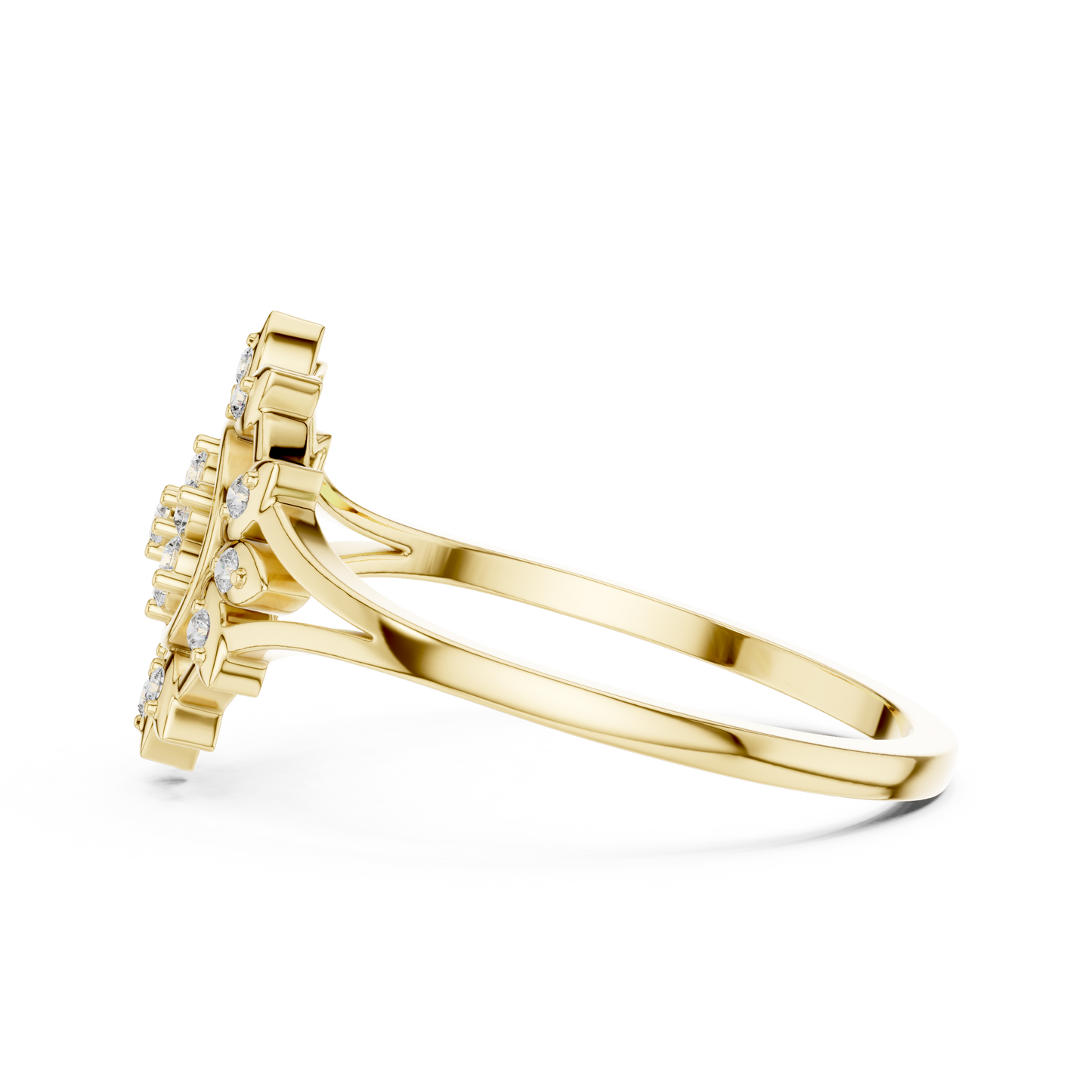 Sunburst Lab Grown Diamond Split Shank Ring