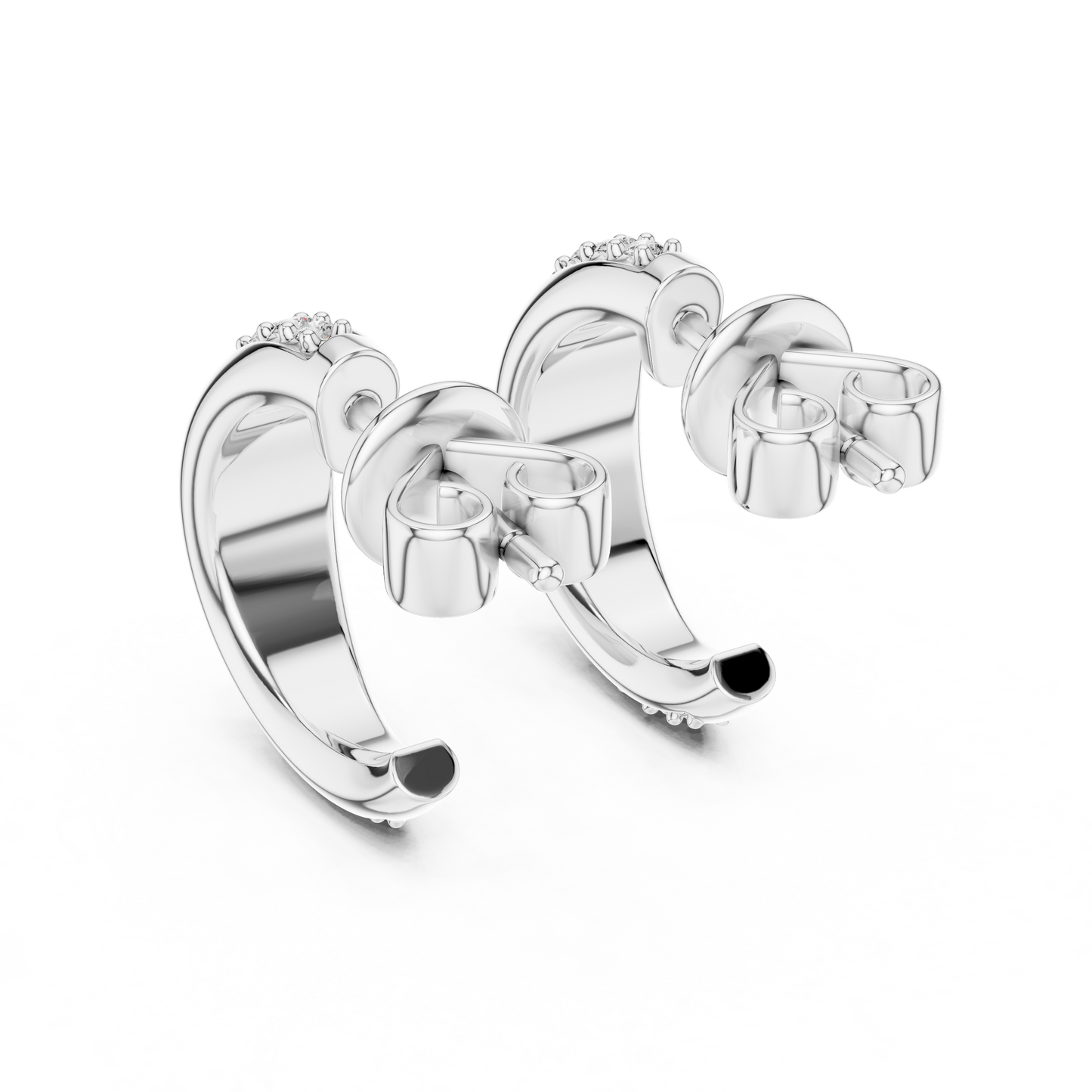 Round Lab Grown Diamond Half Hoop Earrings
