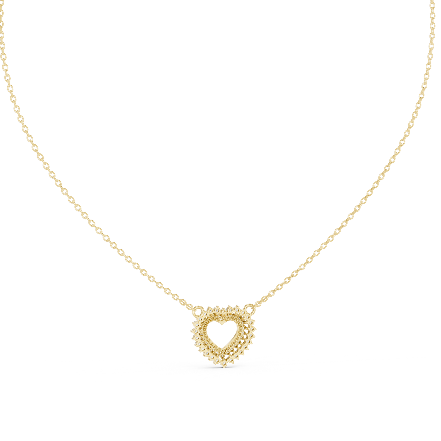 Double Row Lab Grown Diamond Open Heart Pendant