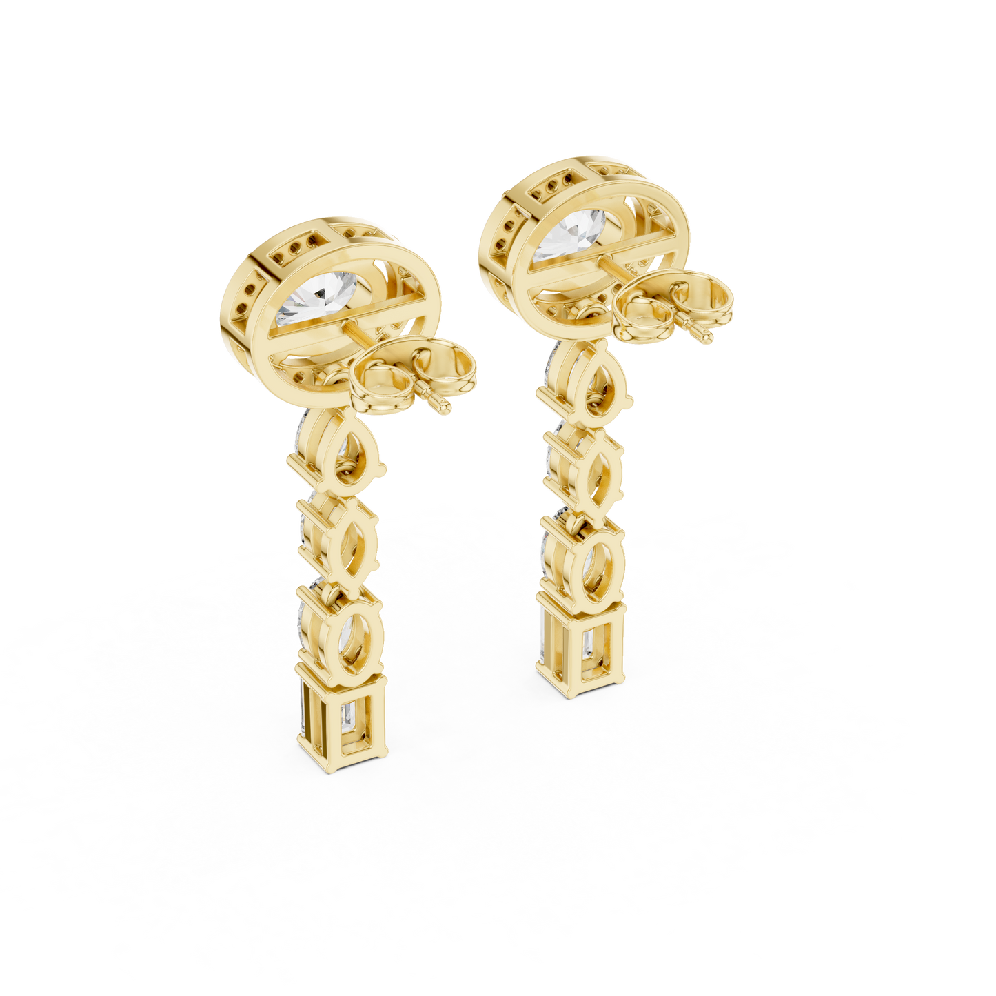 Oval Lab Grown Diamond Halo Long Dangle Earrings