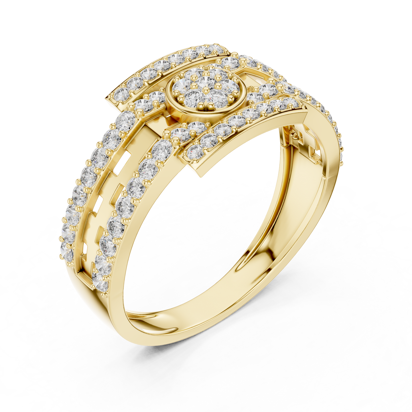 Round Lab Grown Diamond Medallion Ring in 14k White Gold