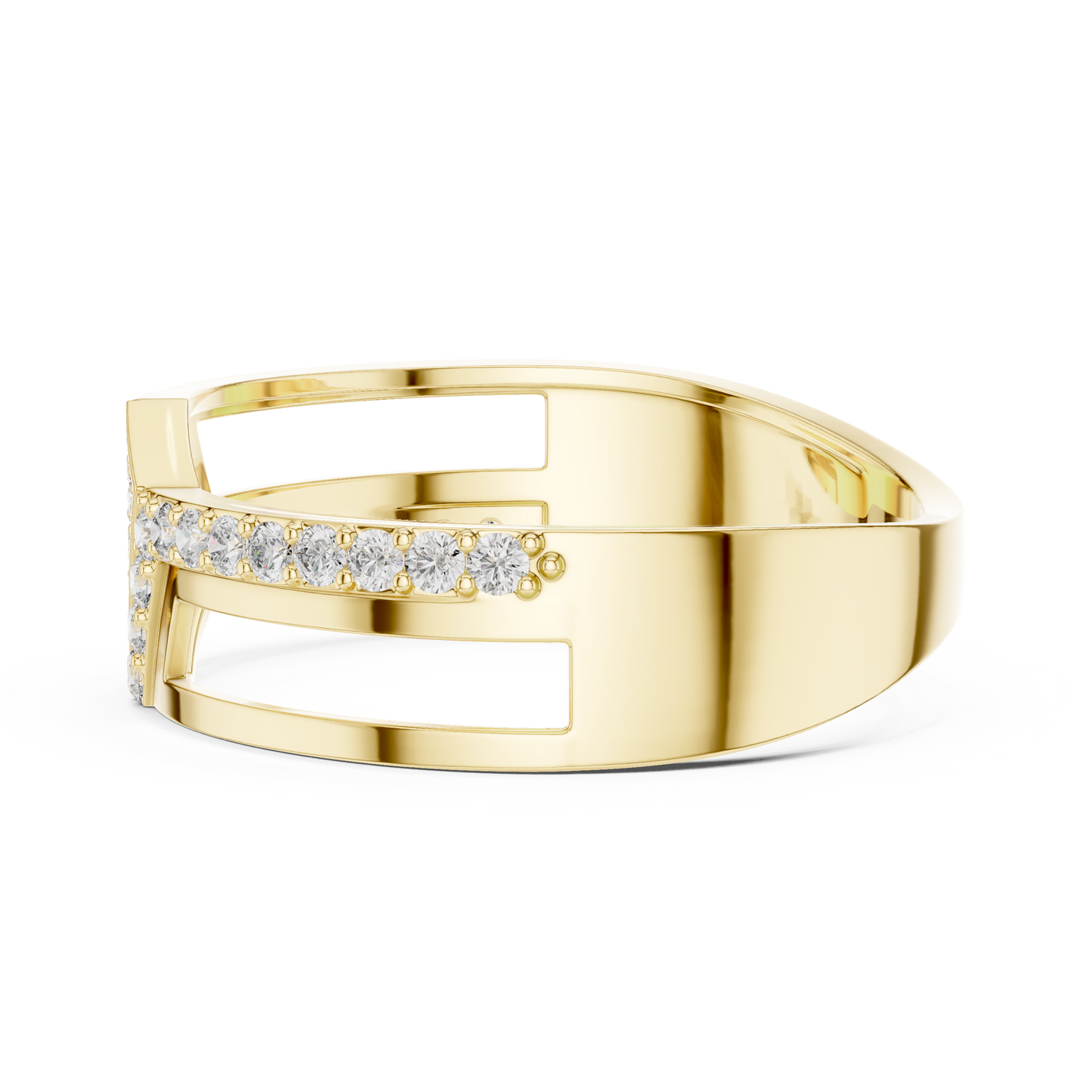 Round Lab Grown Diamond Chevron Ring in 14K White Gold