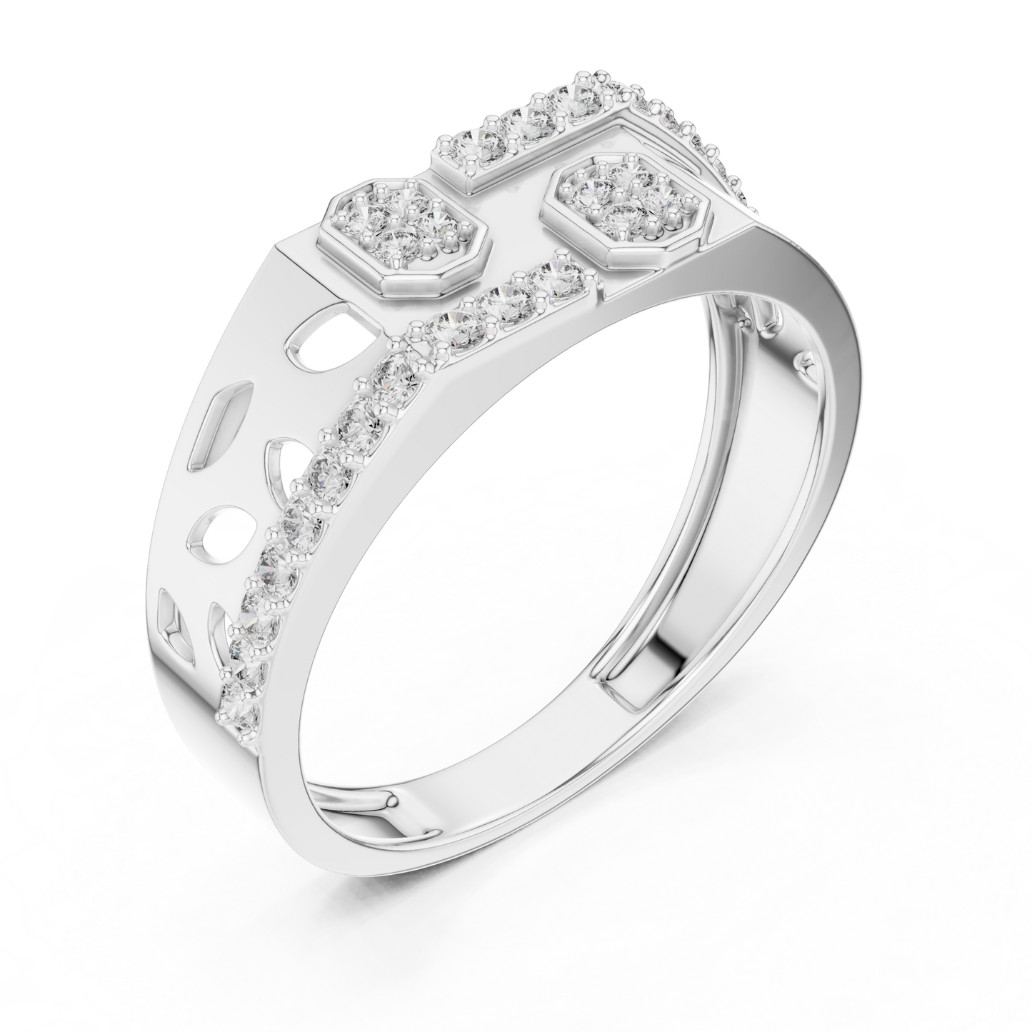 Staggered Octagon Lab Grown Diamond Gold Ring