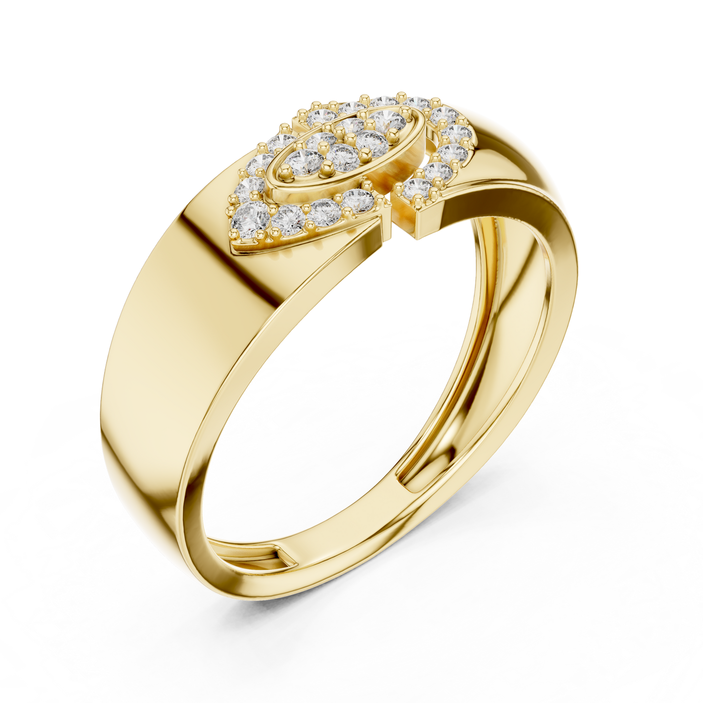 Interlocking C-Shape Round Lab Grown Diamond Ring