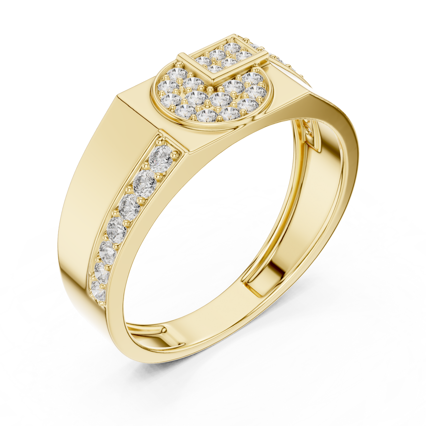 Geometric Semi-Circle Round Lab Grown Diamond Ring