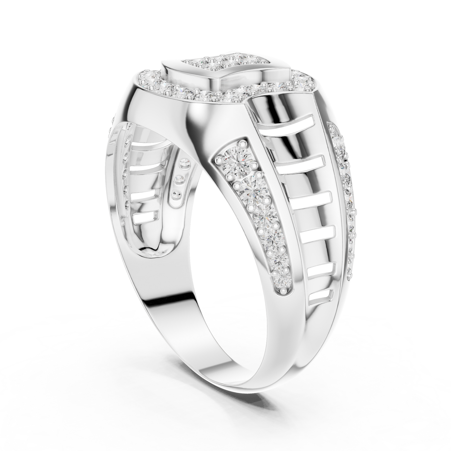 Architectural Lab Grown Diamond Ring in 14K Yellow Gold