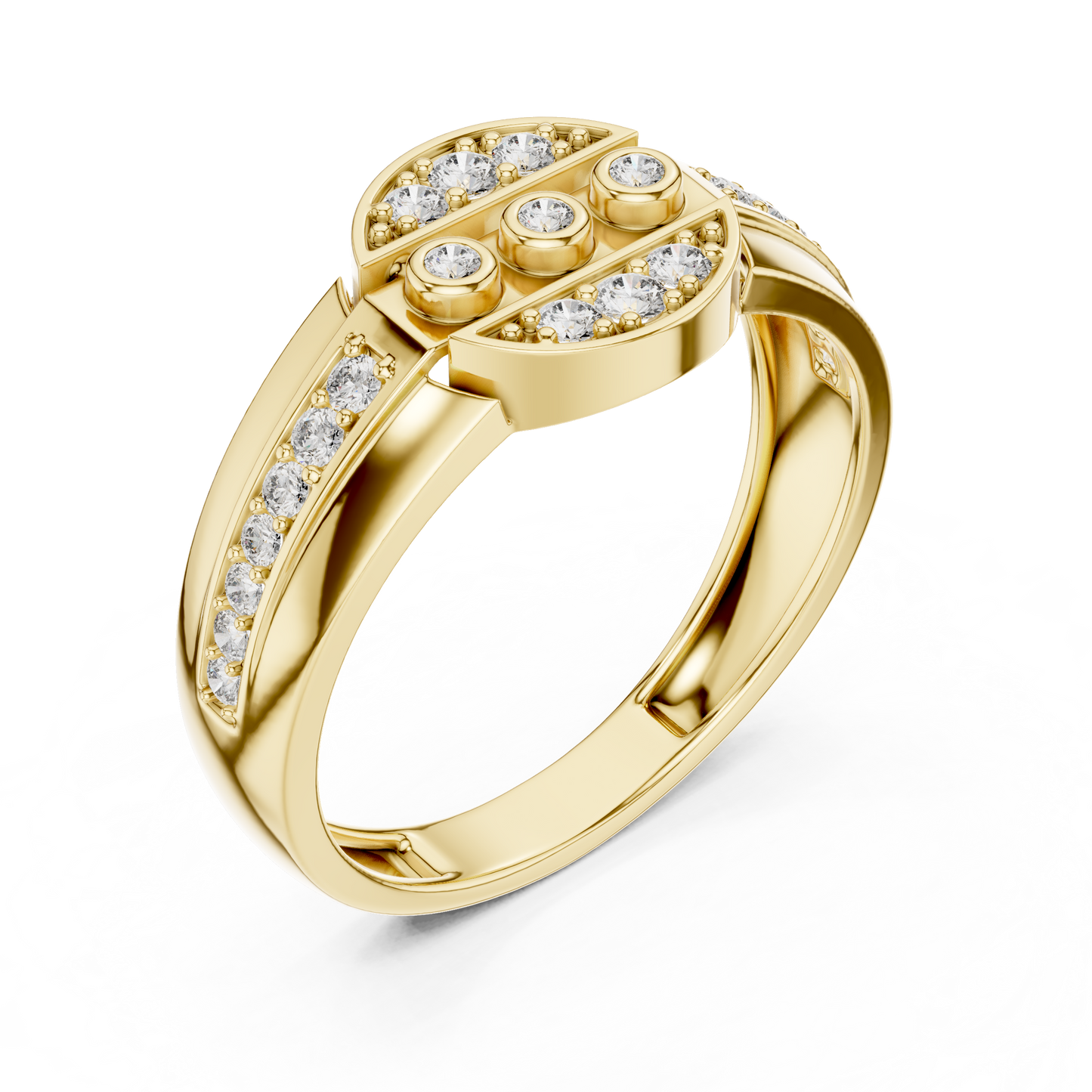 Unique Geometric Bezel & Pavé Lab Grown Diamond Ring