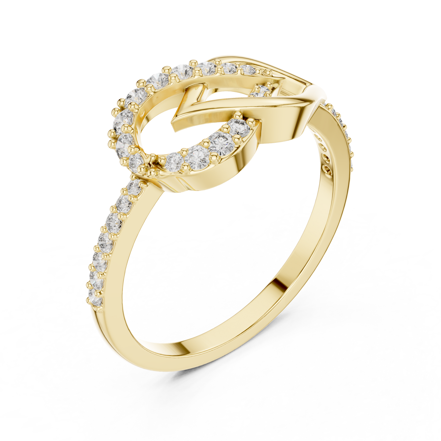 Round Lab Grown Diamond Infinity Leaf Ring