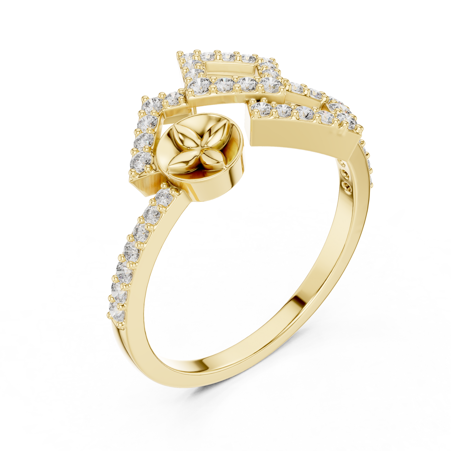 Lab Grown Diamond Geometric Bypass Ring 14K White Gold