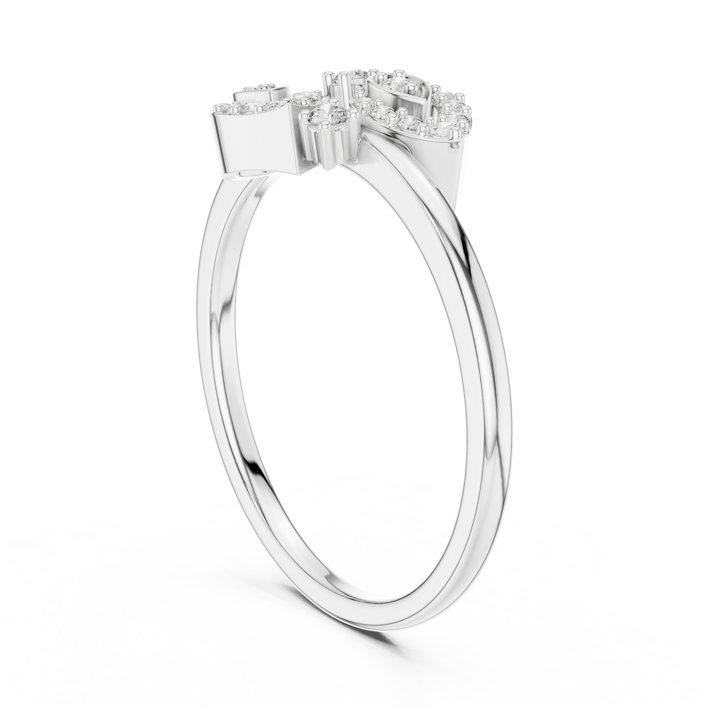 Round Cut Lab Created Diamond Leaf Cluster Ring