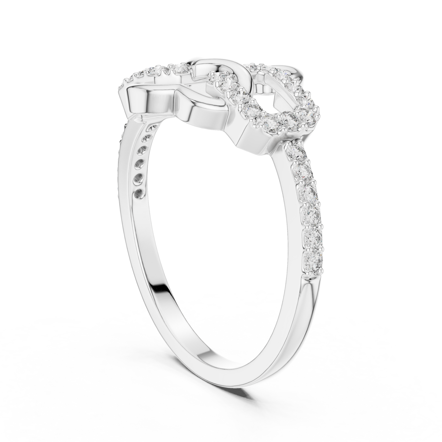 Lab Created Diamond Geometric Connected Heart Ring